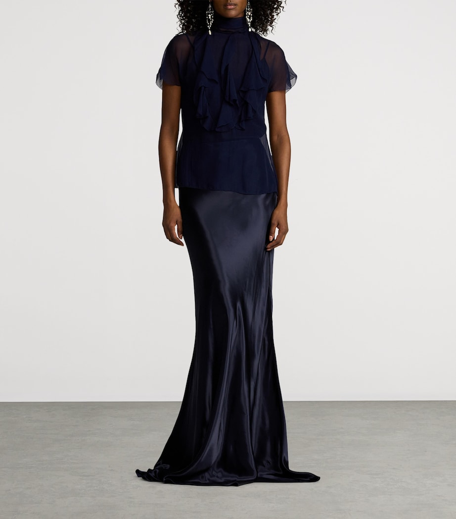 Ralph Lauren Collection Womens Satin Masina Maxi Skirt Lux Navy Image 8