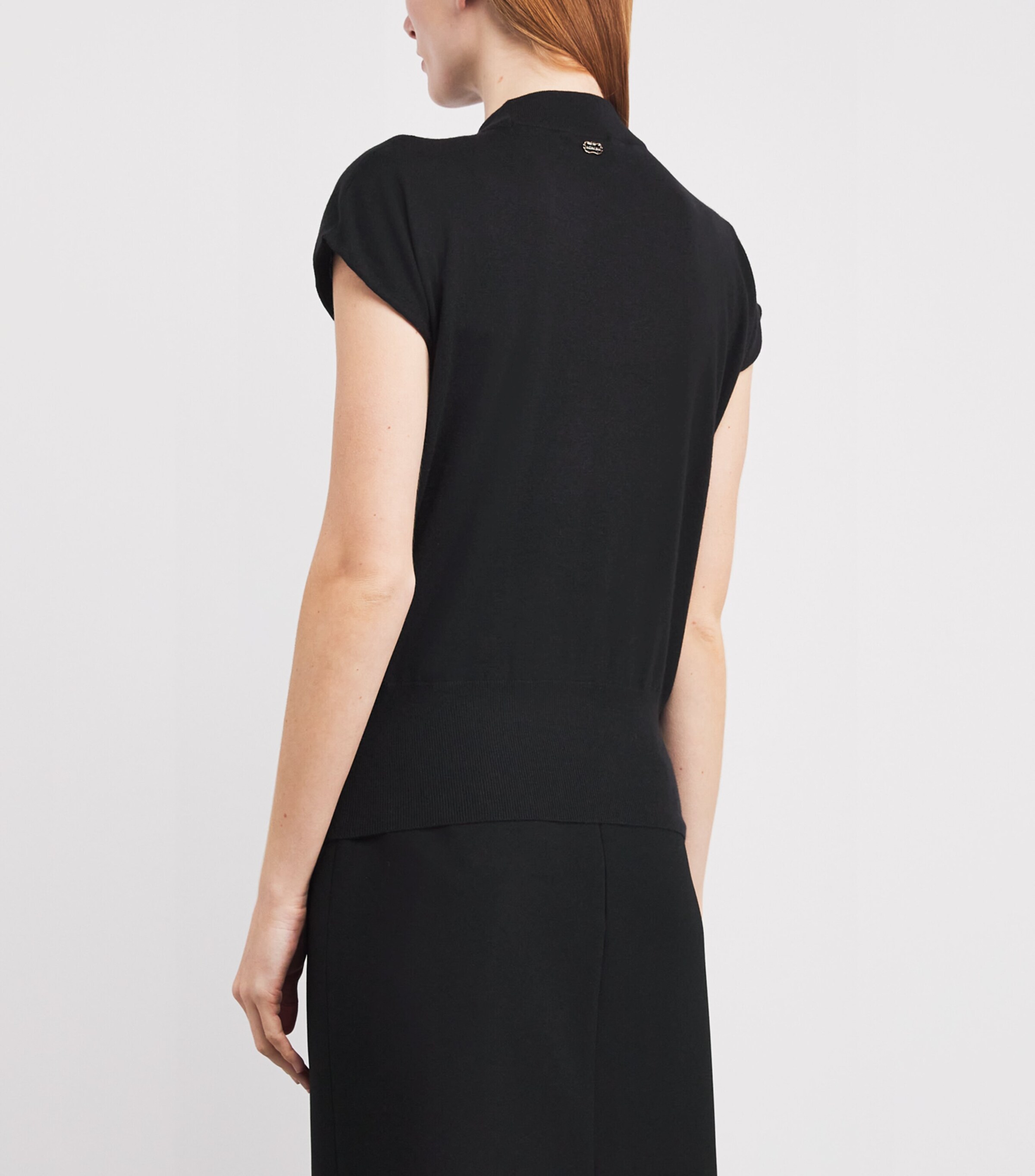 Agnona Womens Cashmere Short-Sleeve Sweater Black Image 4