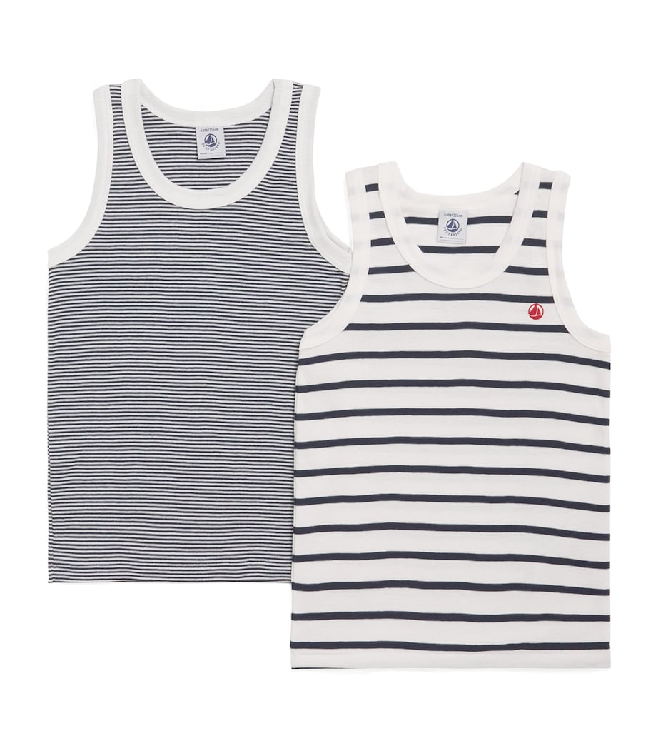Petit Bateau Set of 2 Cotton Stripe Vest Tops (4-12 Years) Multi Image 1