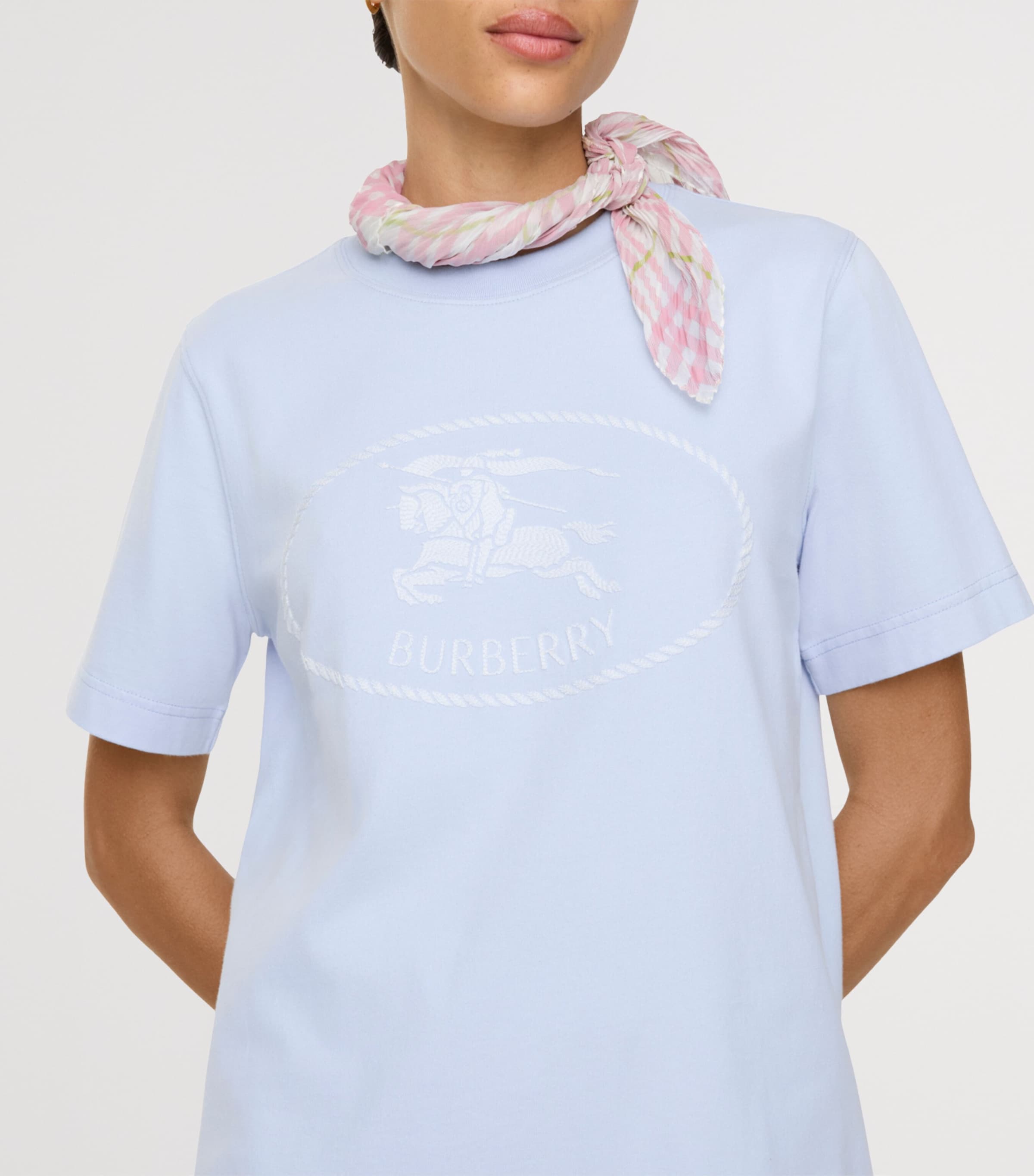 Burberry Womens Cotton EKD Stamp T-Shirt Agapanthus Blue Image 3