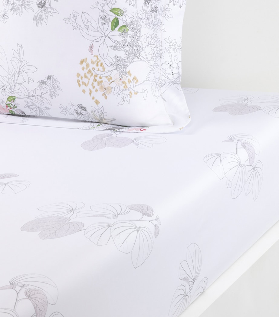 Floral Orchidee Double Fitted Sheet (140cm x 200cm) MULTICOLOURED Image 2