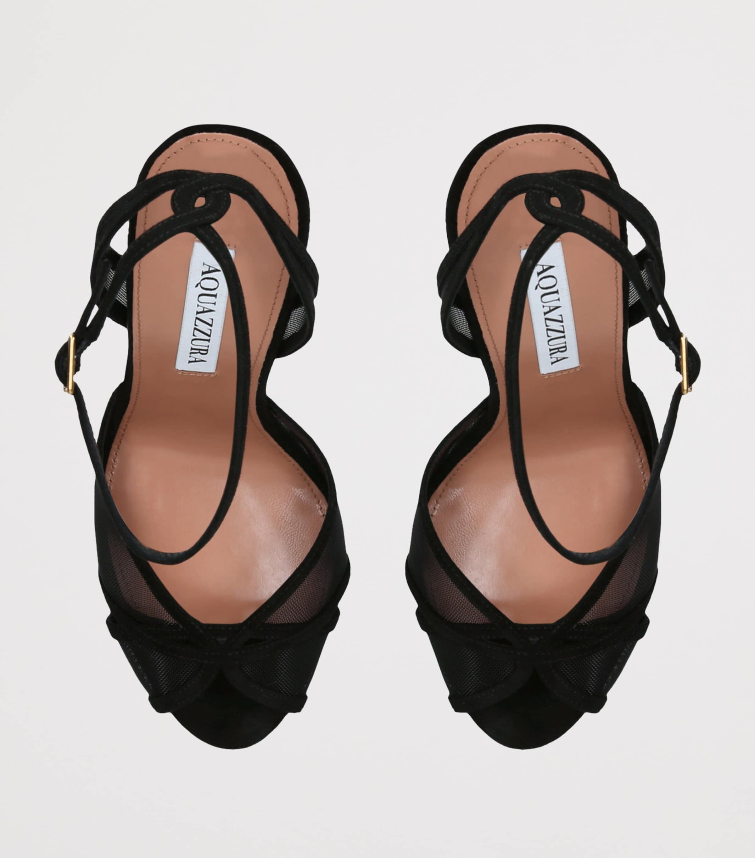 Aquazzura Suede Shear Heeled Sandals 105 Black Image 4