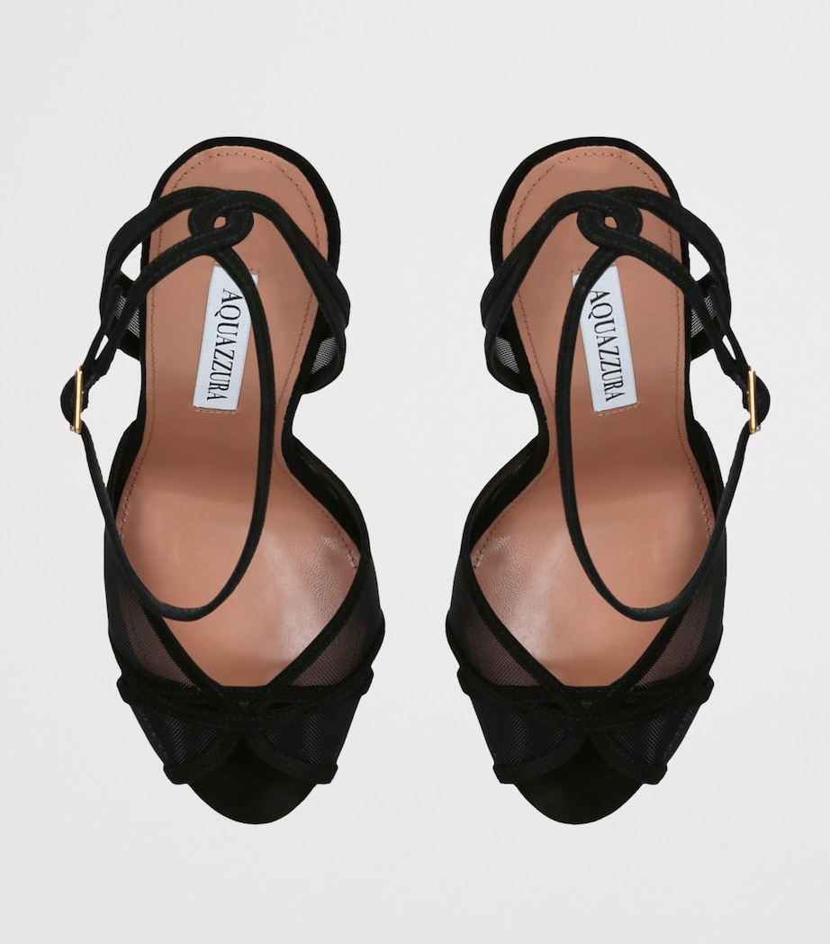 Aquazzura Suede Shear Heeled Sandals 105 Black Image 4