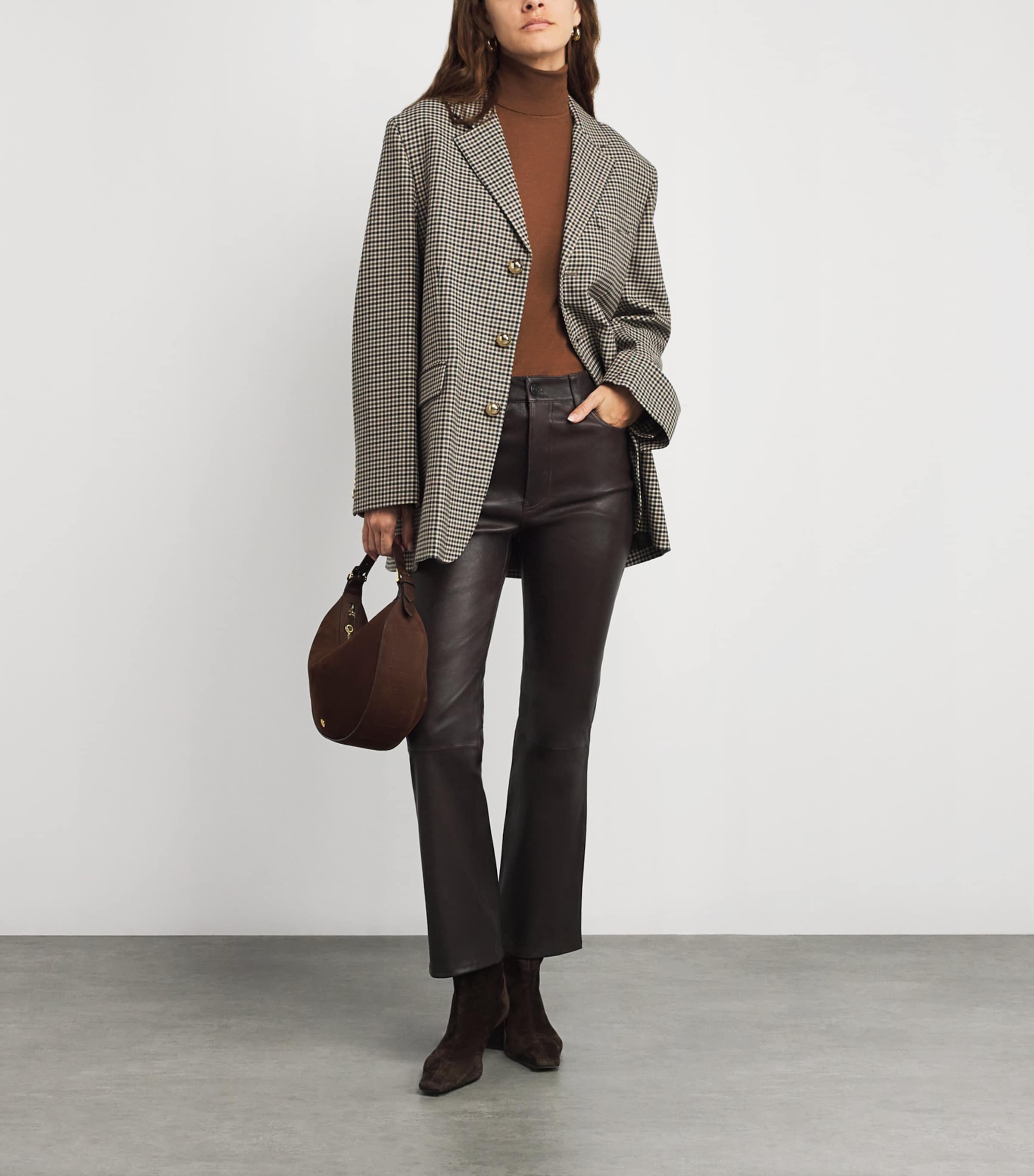 The Leather Reboot Crop Trousers TRUFFLE Image 2