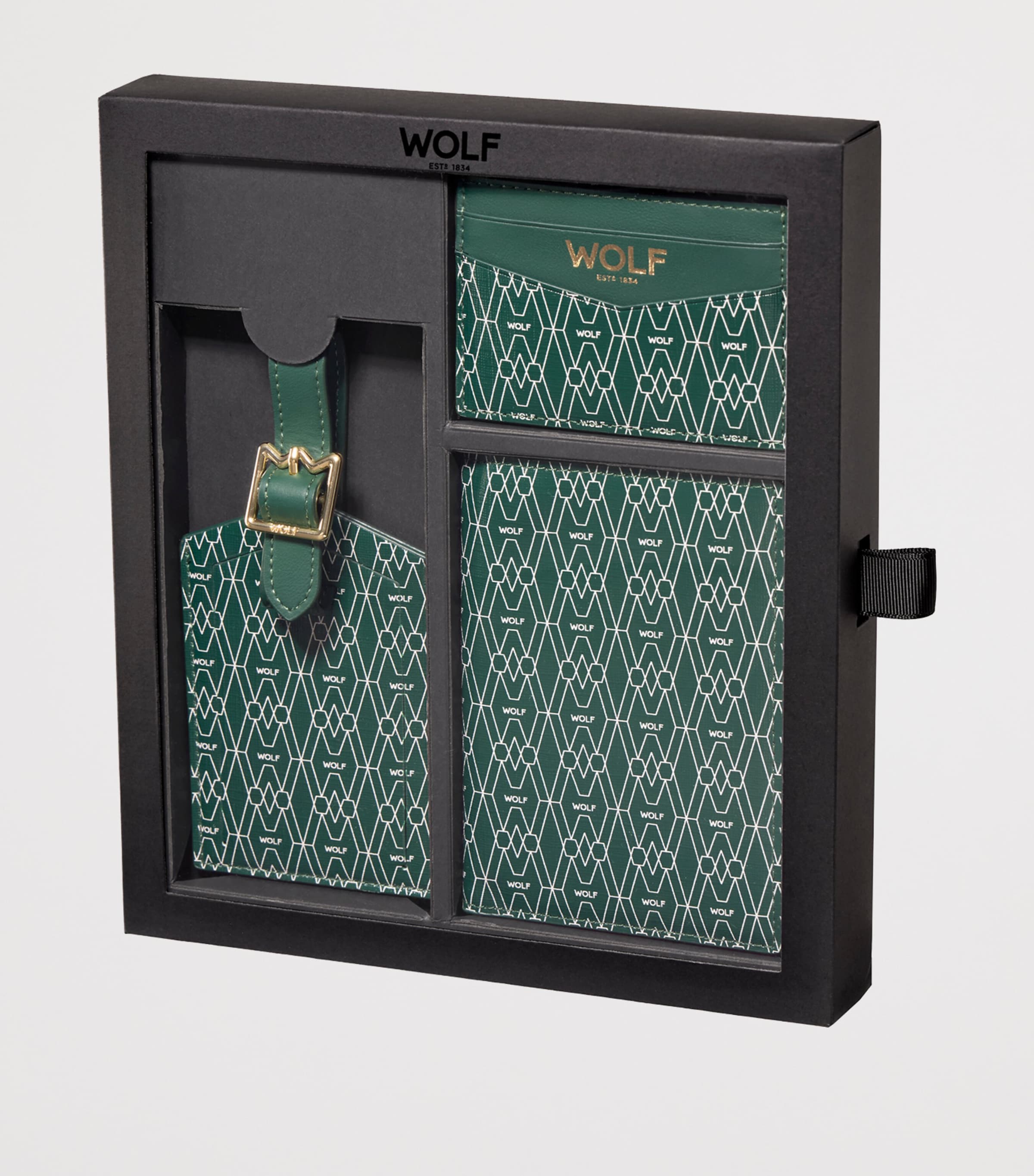 WOLF Signature Passport Holder, Card Holder and Luggage Tag Gift Set Green Image 2