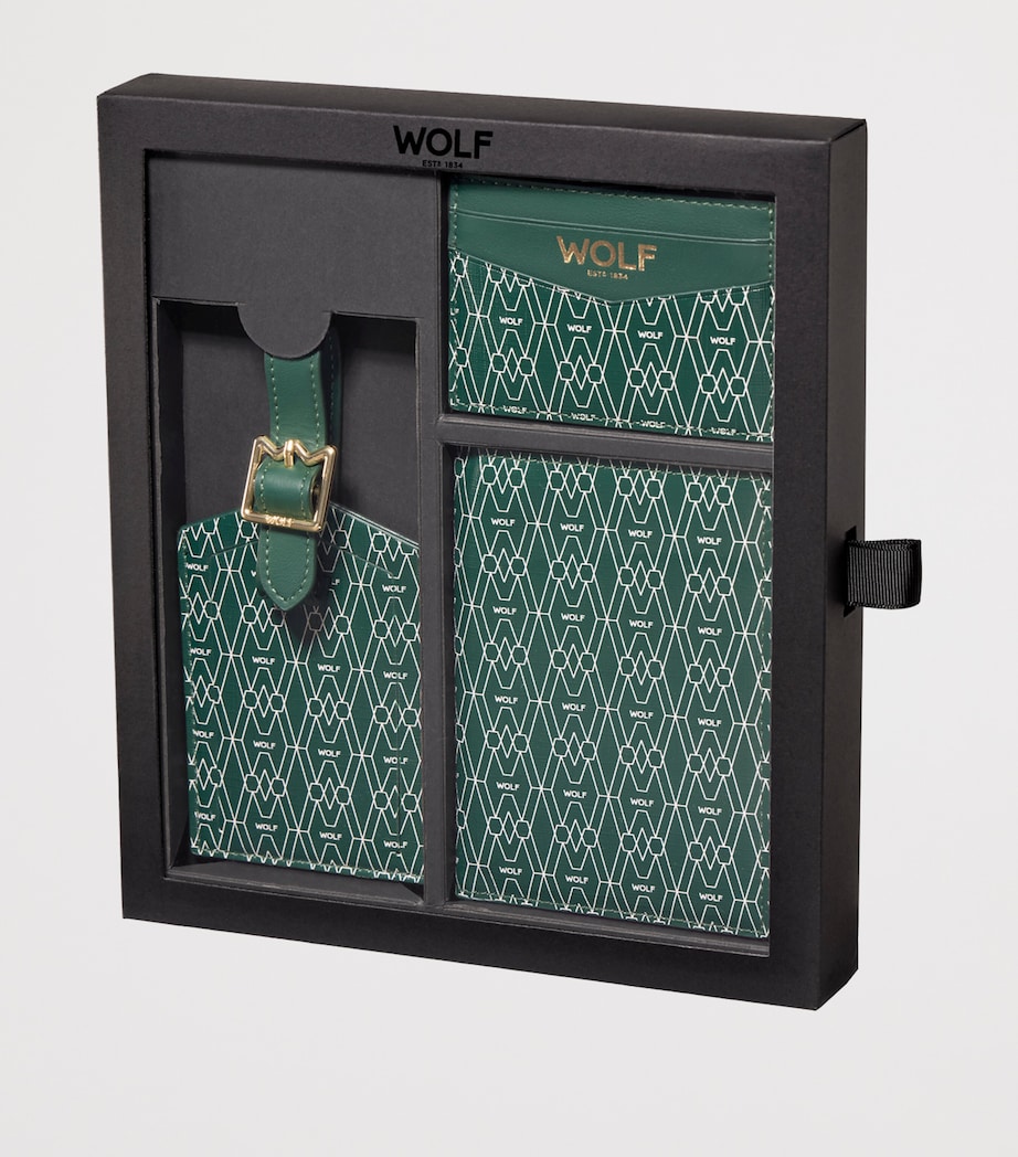 WOLF Signature Passport Holder, Card Holder and Luggage Tag Gift Set Green Image 2