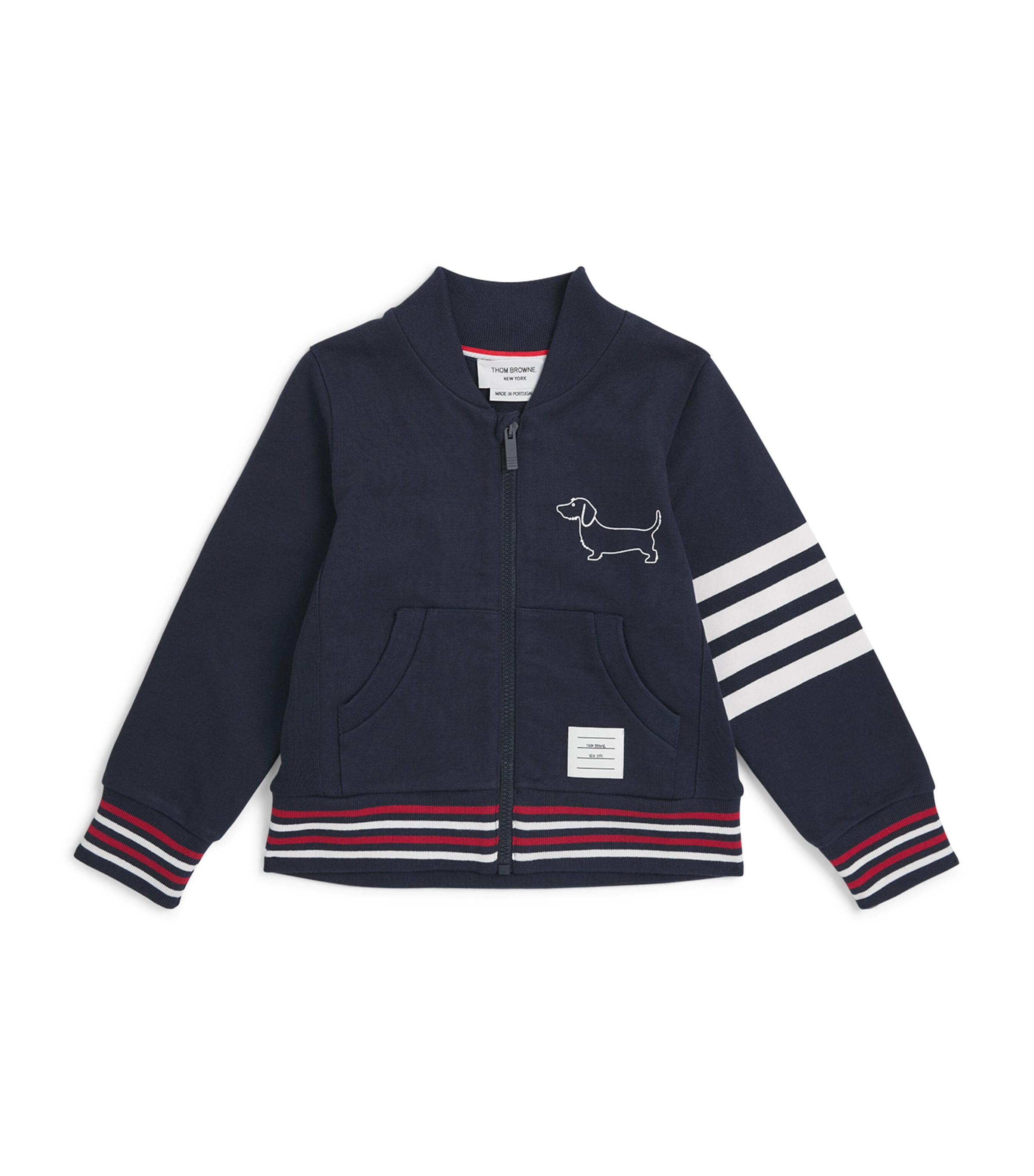 Thom Browne Kids Cotton Hector 4-Bar Bomber Jacket (2-12