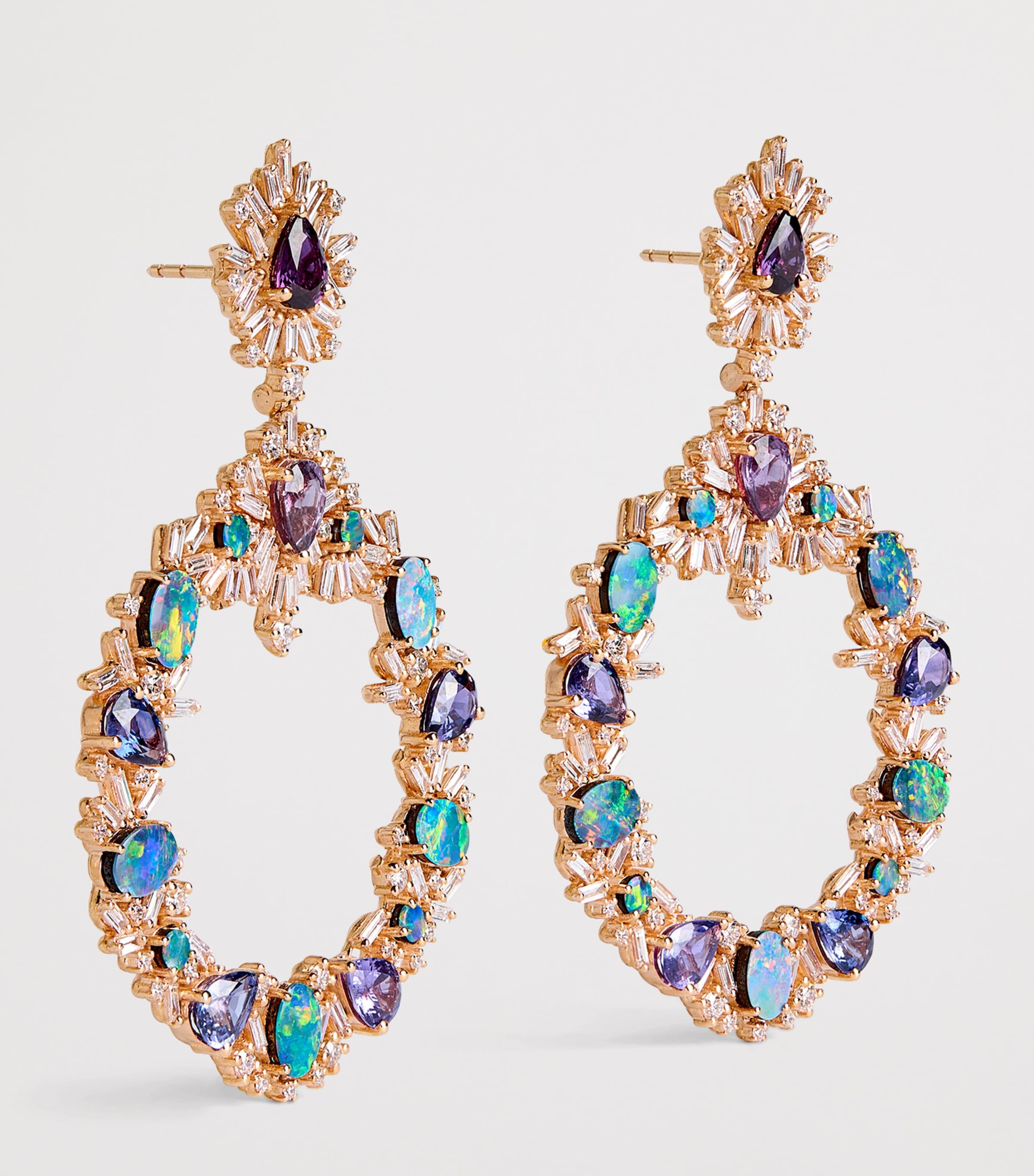 Suzanne Kalan Rose Gold, Diamond, Sapphire and Opal One of a Kind Drop Earrings Rg/opal/ms Image 4