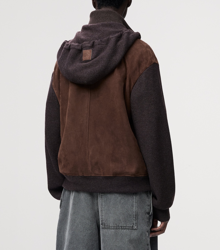 Suede-Wool Zip-Up Hoodie DARK BROWN Image 4