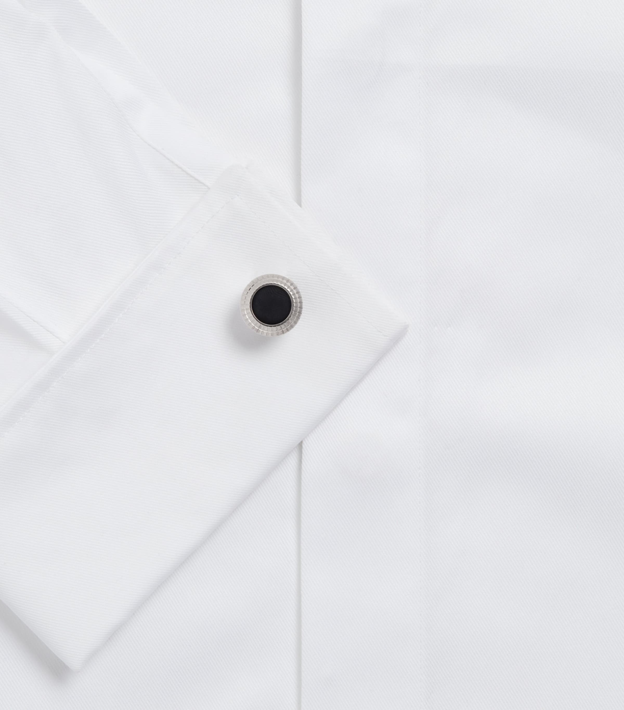 Silver and Onyx Hobnail Coin Cufflinks 001BLACK Image 3