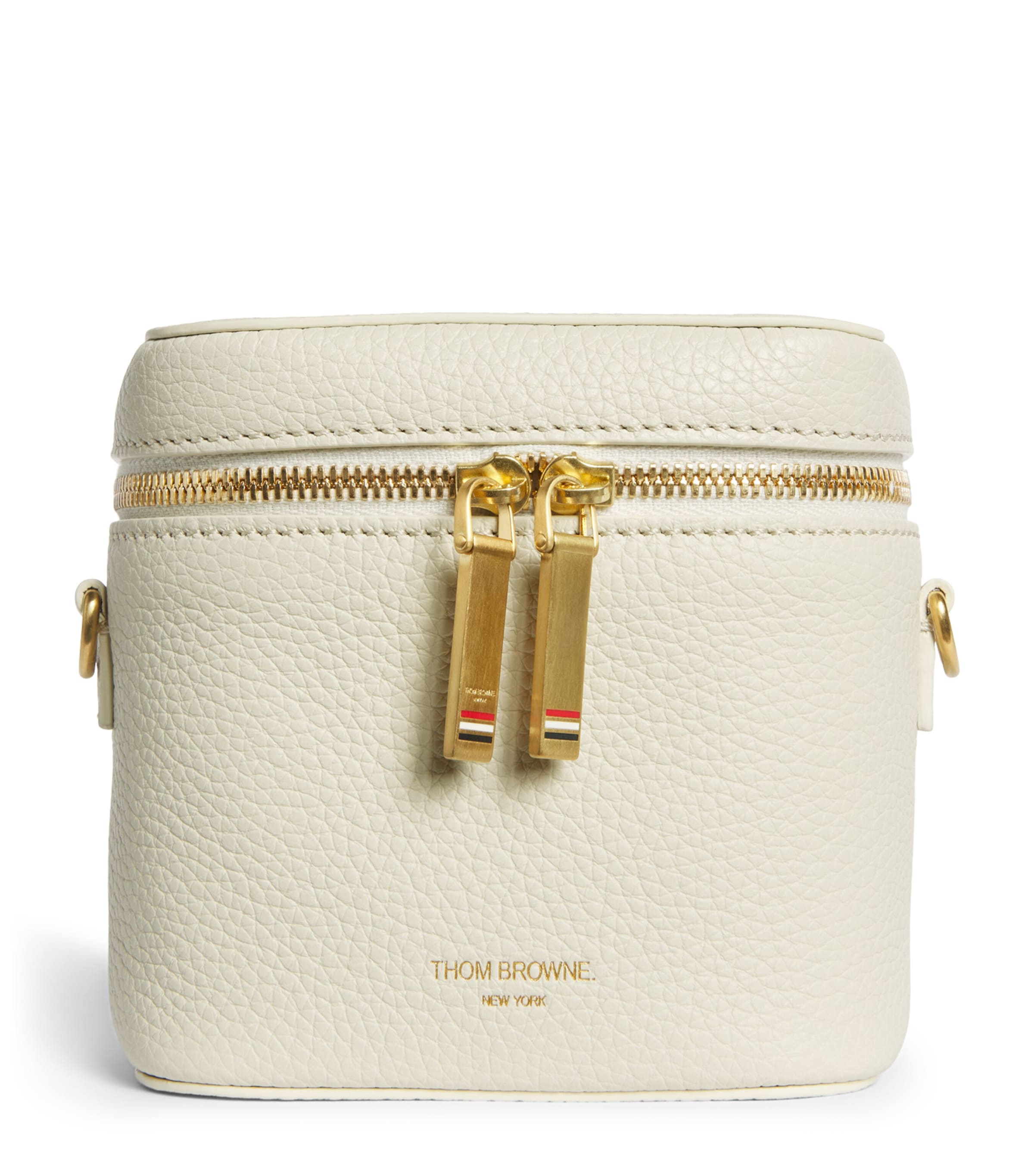 Thom Browne Leather Box Pouch Off White Image 1