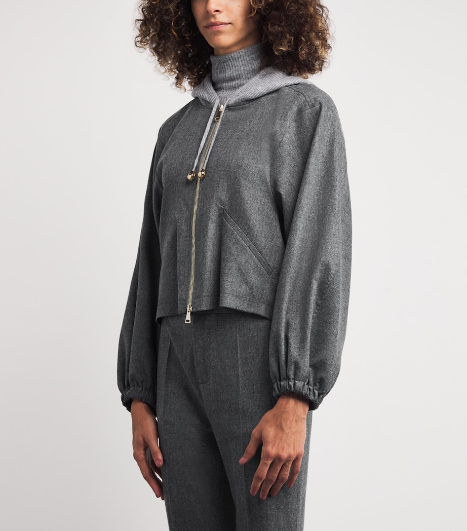 Wool-Blend Cropped Bomber Jacket 8132 ROCCIA Image 3