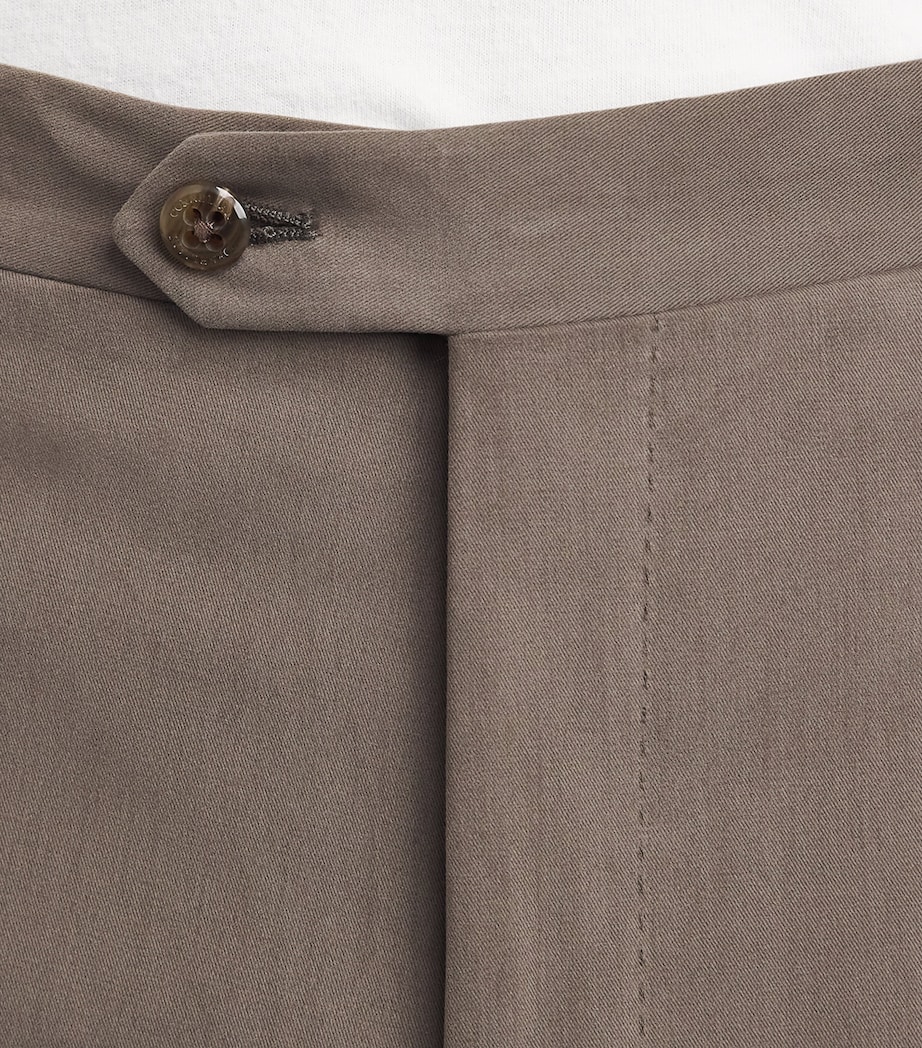 Corneliani Mens Stretch-Cotton-Cashmere Trousers Natural / Beige Image 3