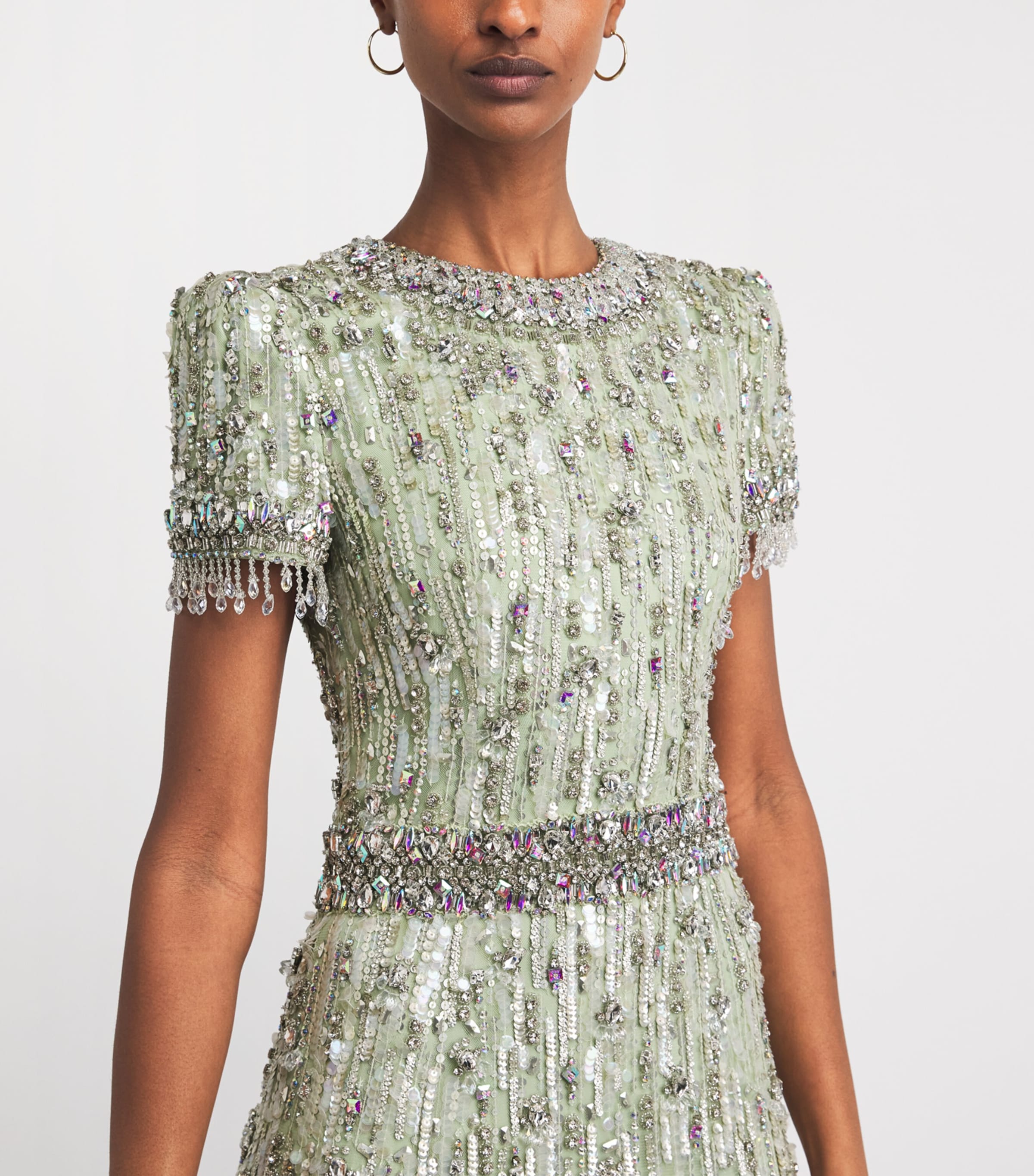 Jenny Packham Womens Tulle Embellished Roxy Gown Green Opal Image 3