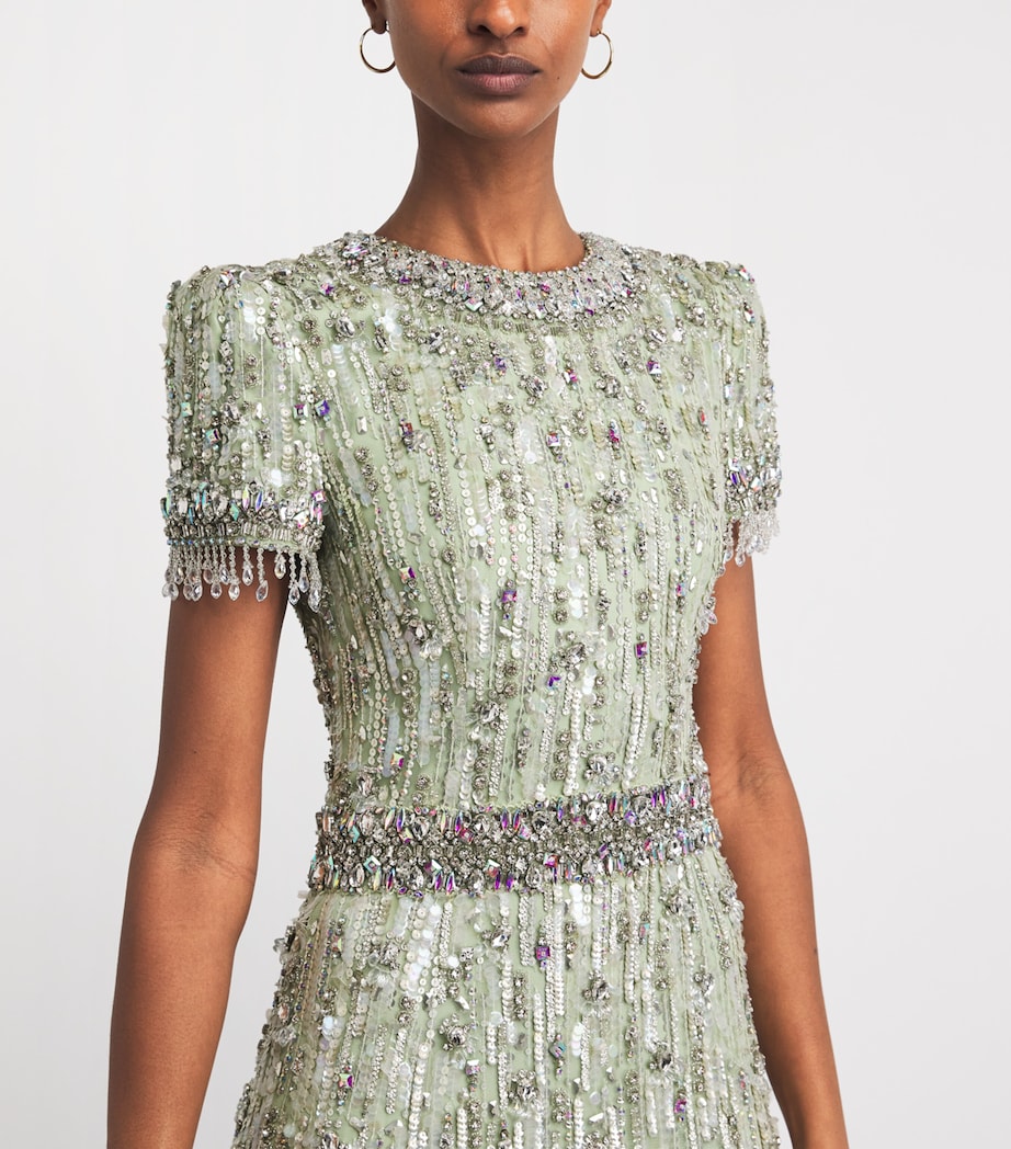 Jenny Packham Womens Tulle Embellished Roxy Gown Green Opal Image 3