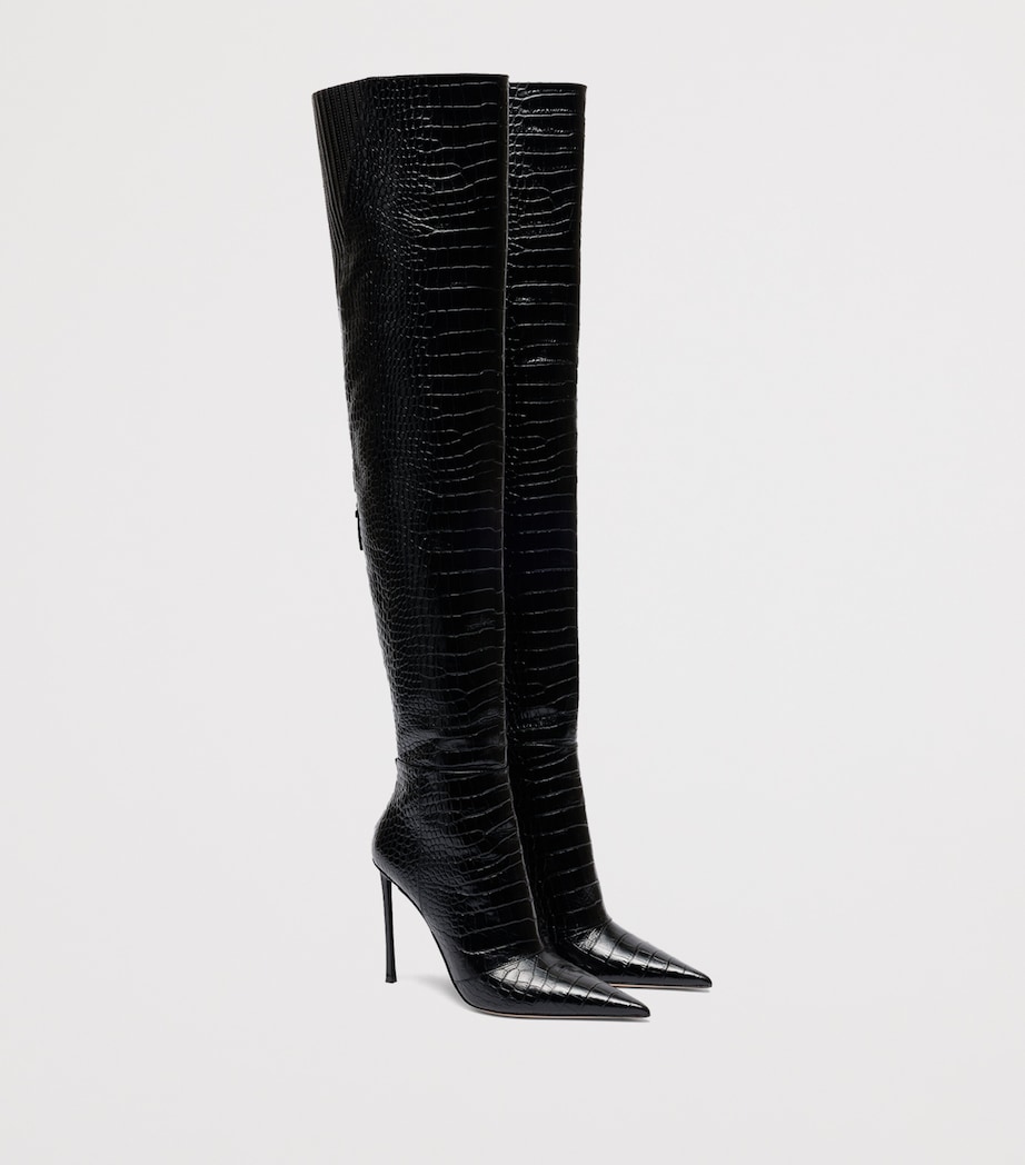 TOM FORD Croc-Embossed Leather Over-The-Knee Boots 105 Naa Image 3