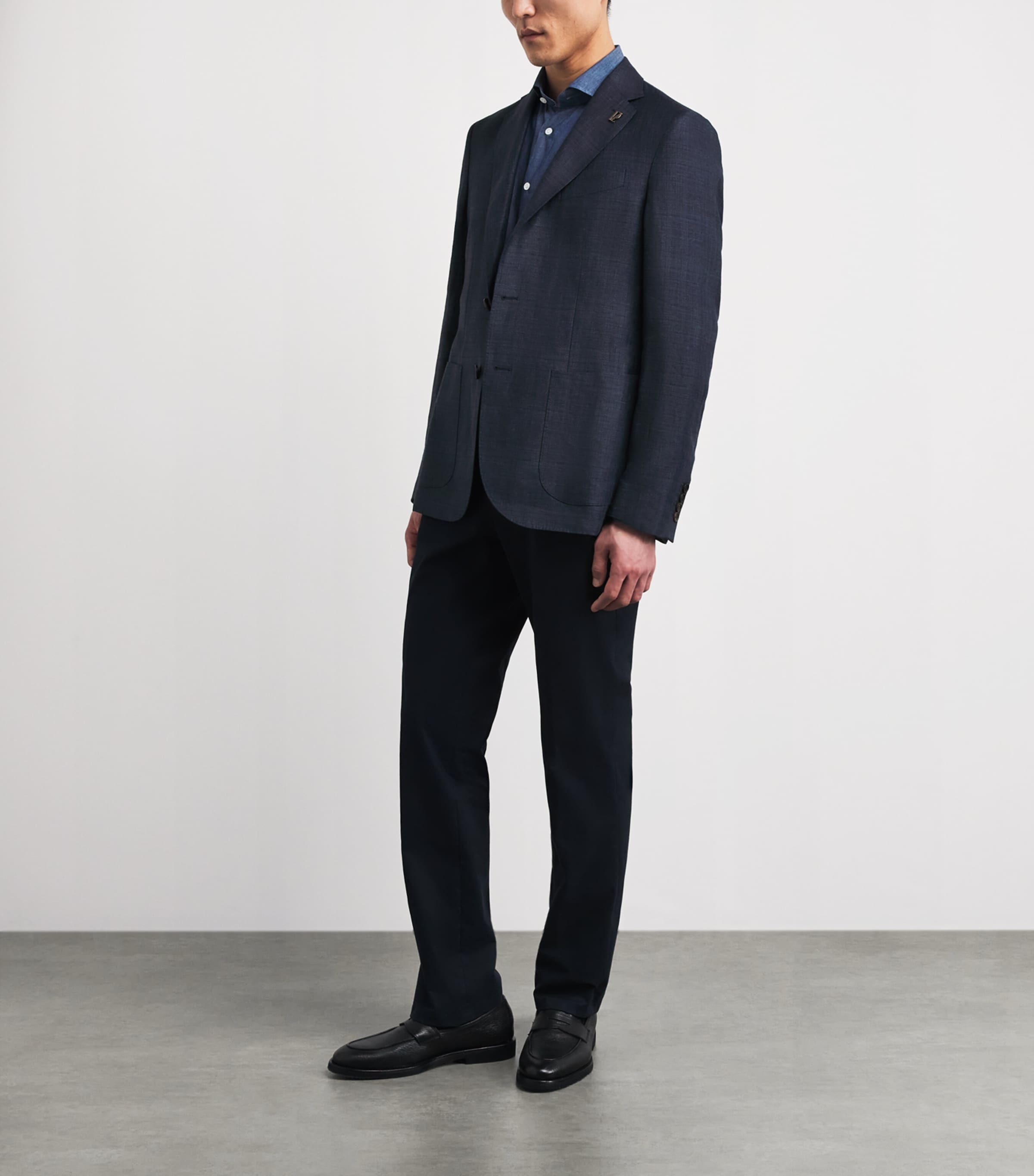 Pal Zileri Mens Linen-Wool Brera Blazer Blue Navy Image 2