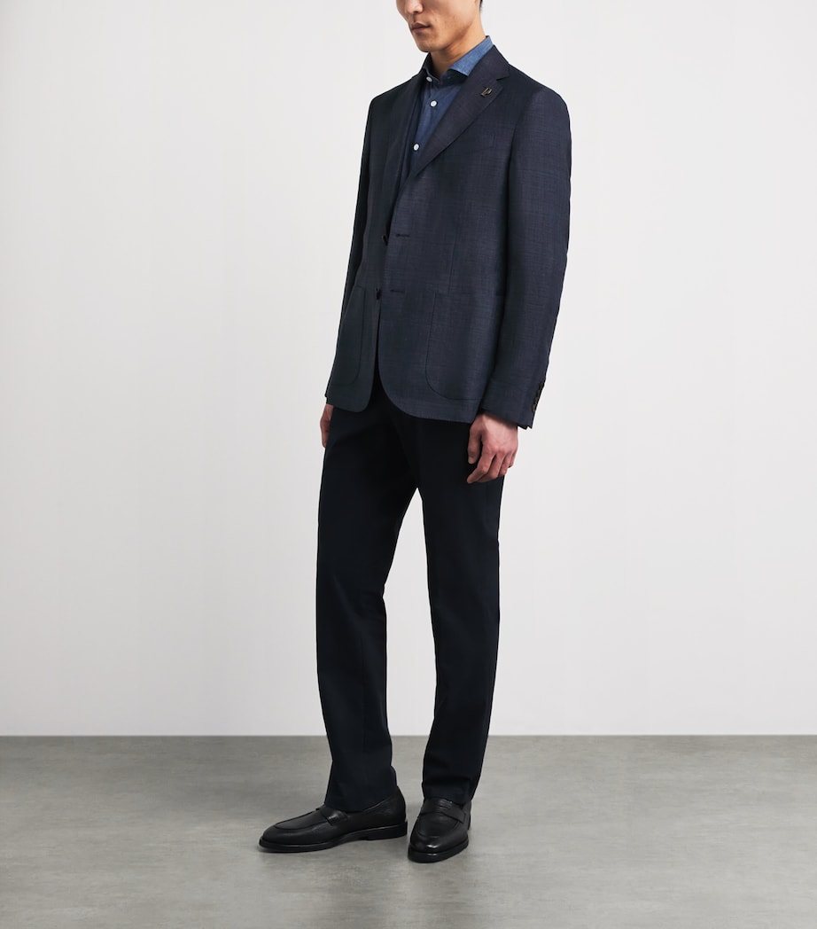 Pal Zileri Mens Linen-Wool Brera Blazer Blue Navy Image 2