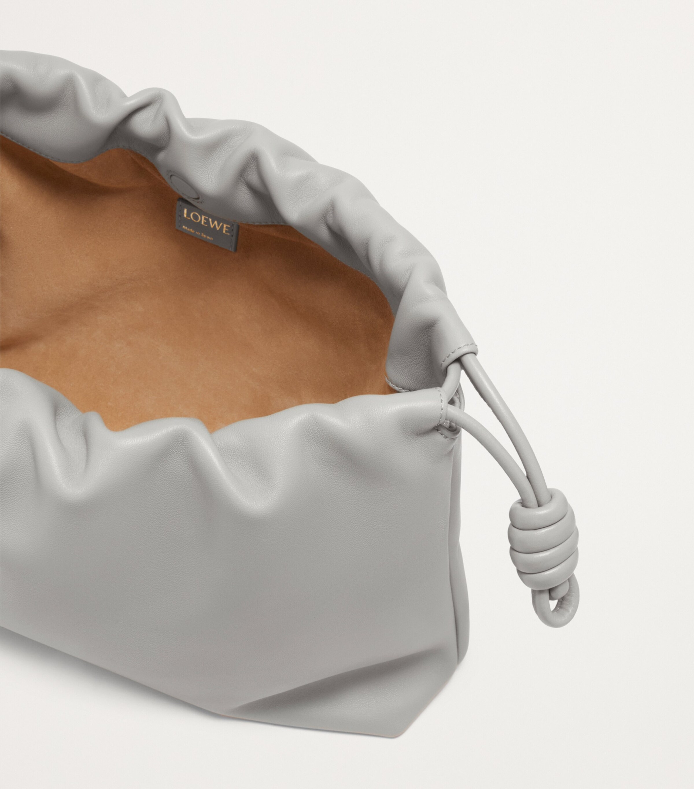 Large Leather Flamenco Shoulder Bag SHELL GREY Image 9