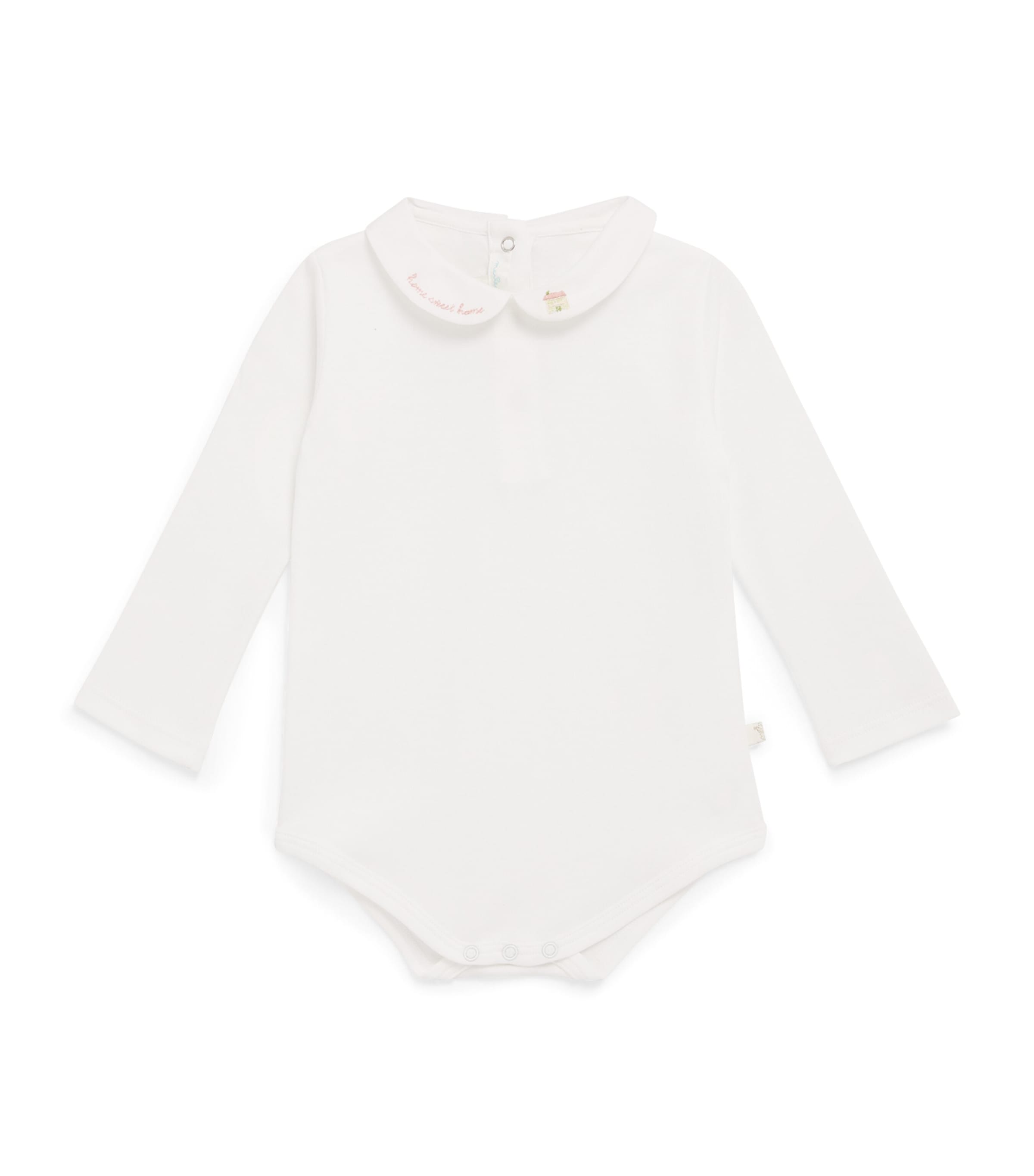 Marie-chantal Embroidered Pima Cotton Bodysuit In White