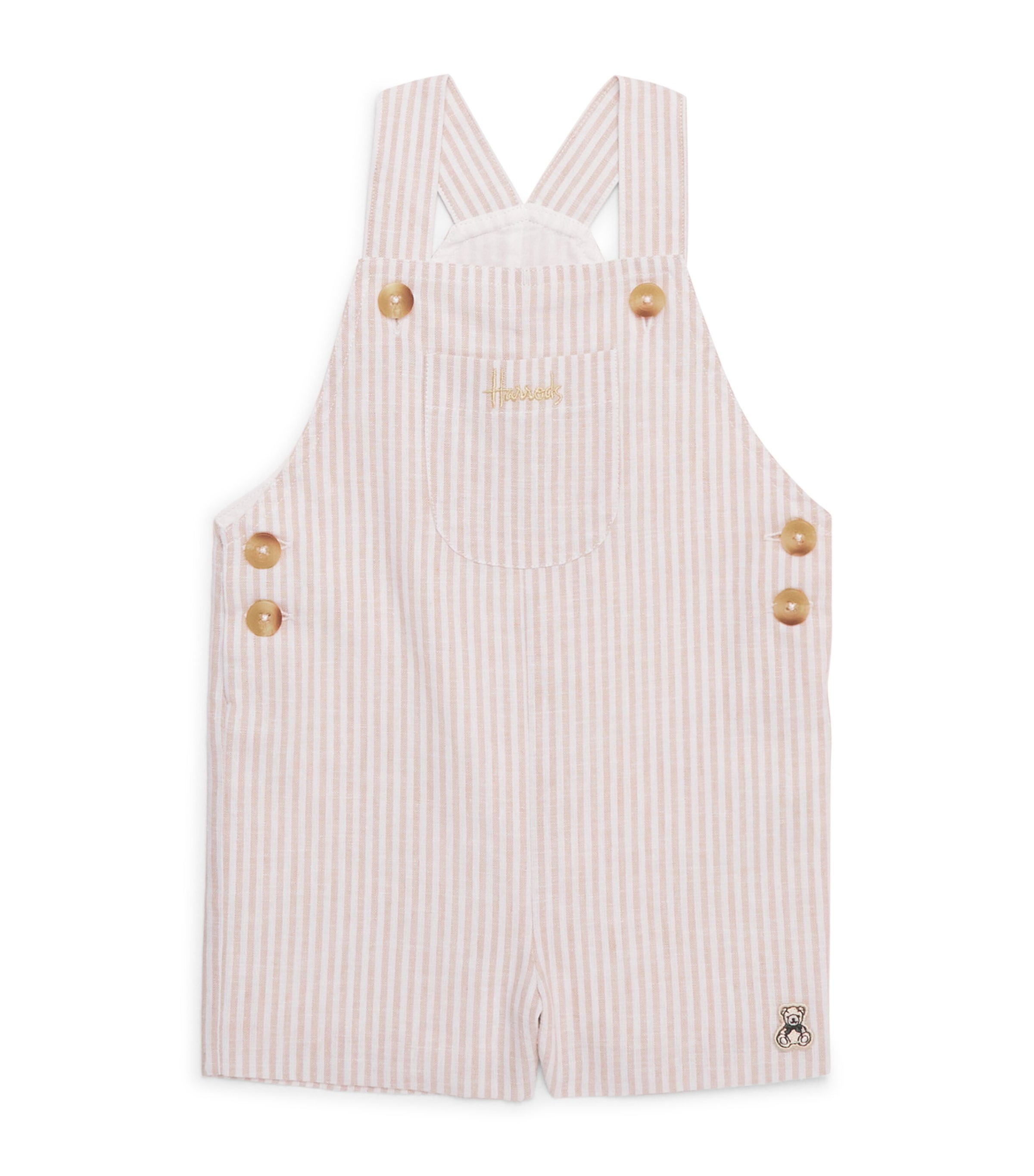 Harrods Linen-Cotton Stripe Dungarees (0-18 Months) Image 1