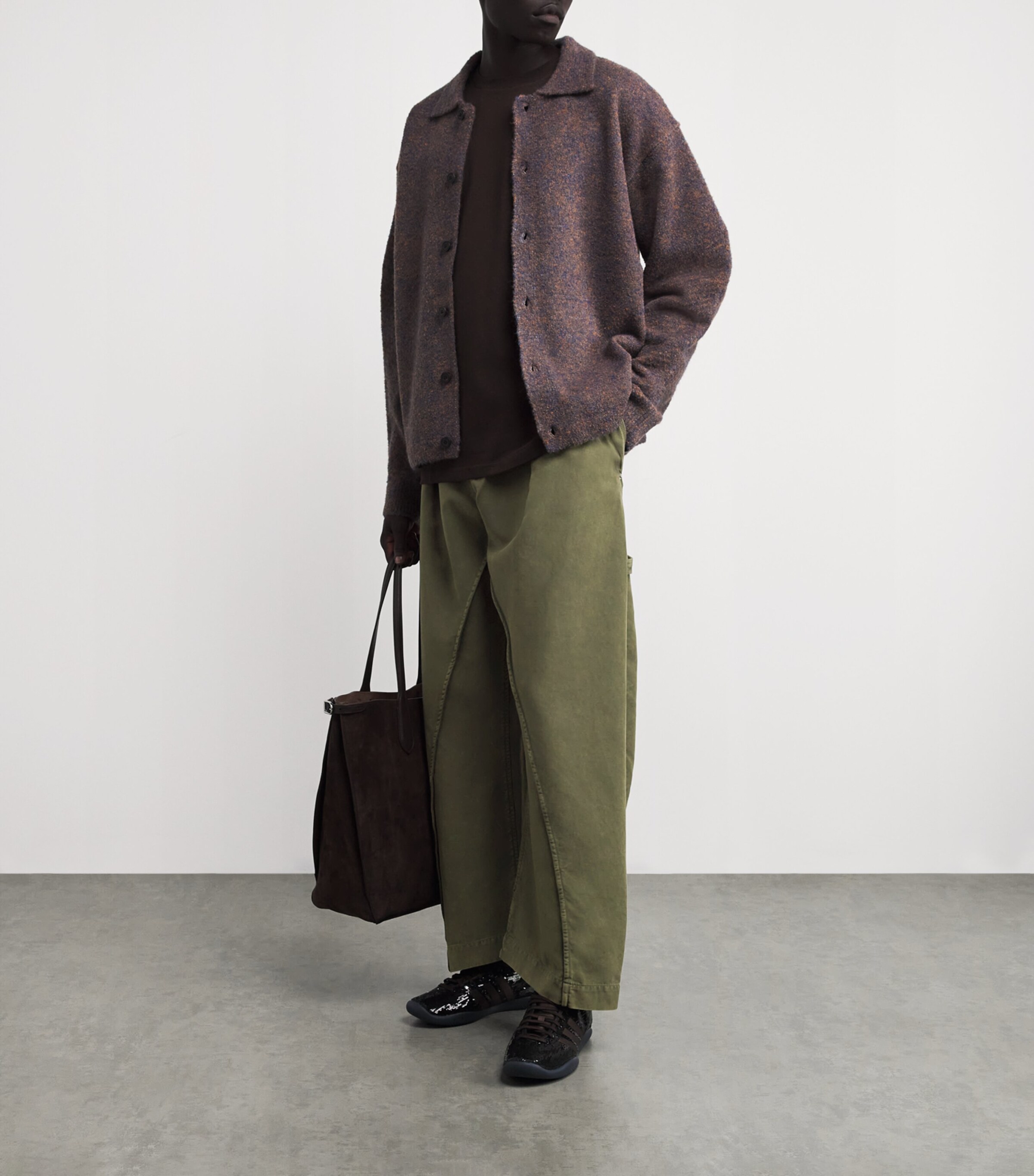 JW Anderson Mens Cotton Twisted Seam Trousers Olive Image 2