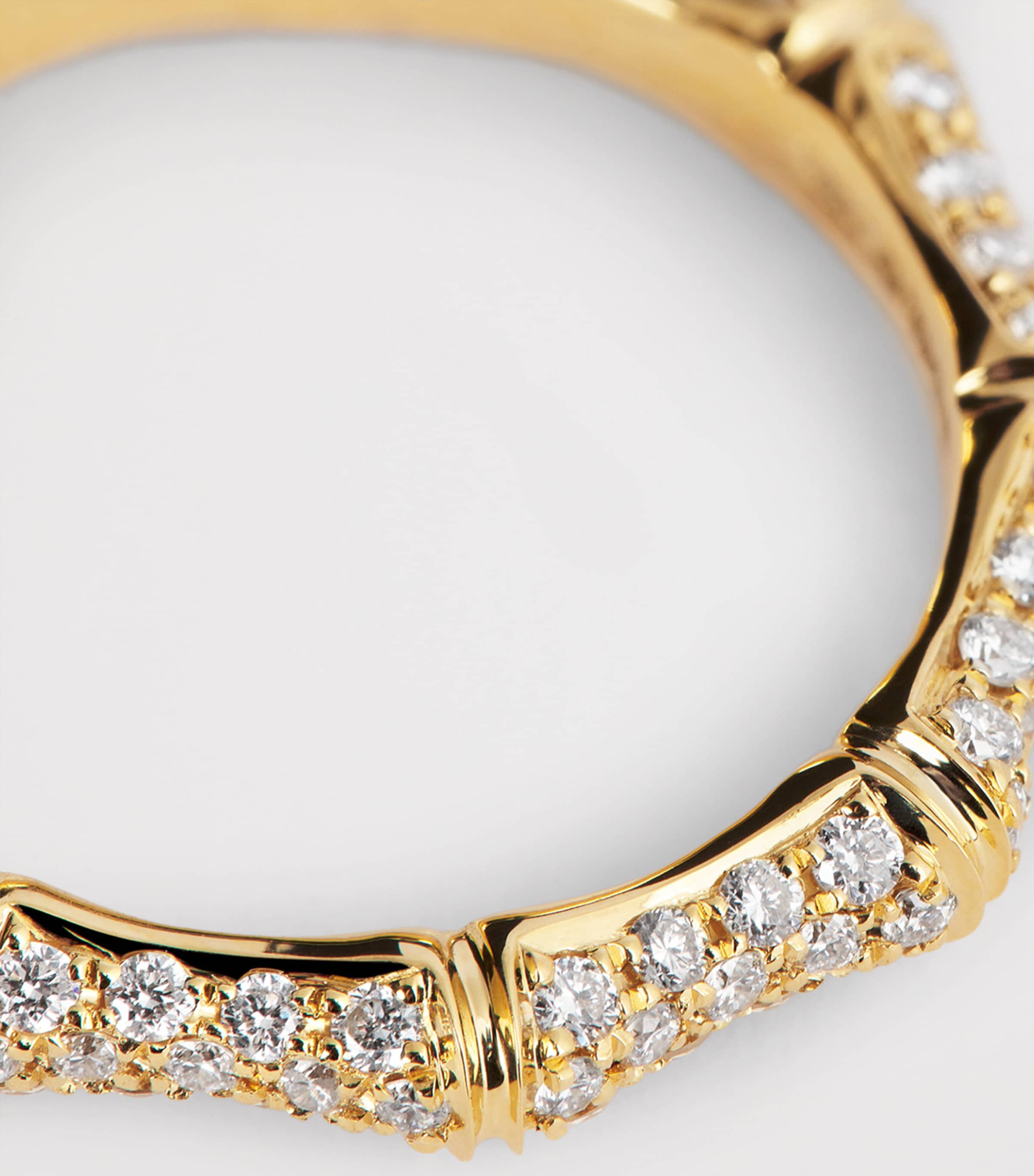 Yellow Gold and Pavé Diamond Bamboo Ring YELLOW GOLD Image 5