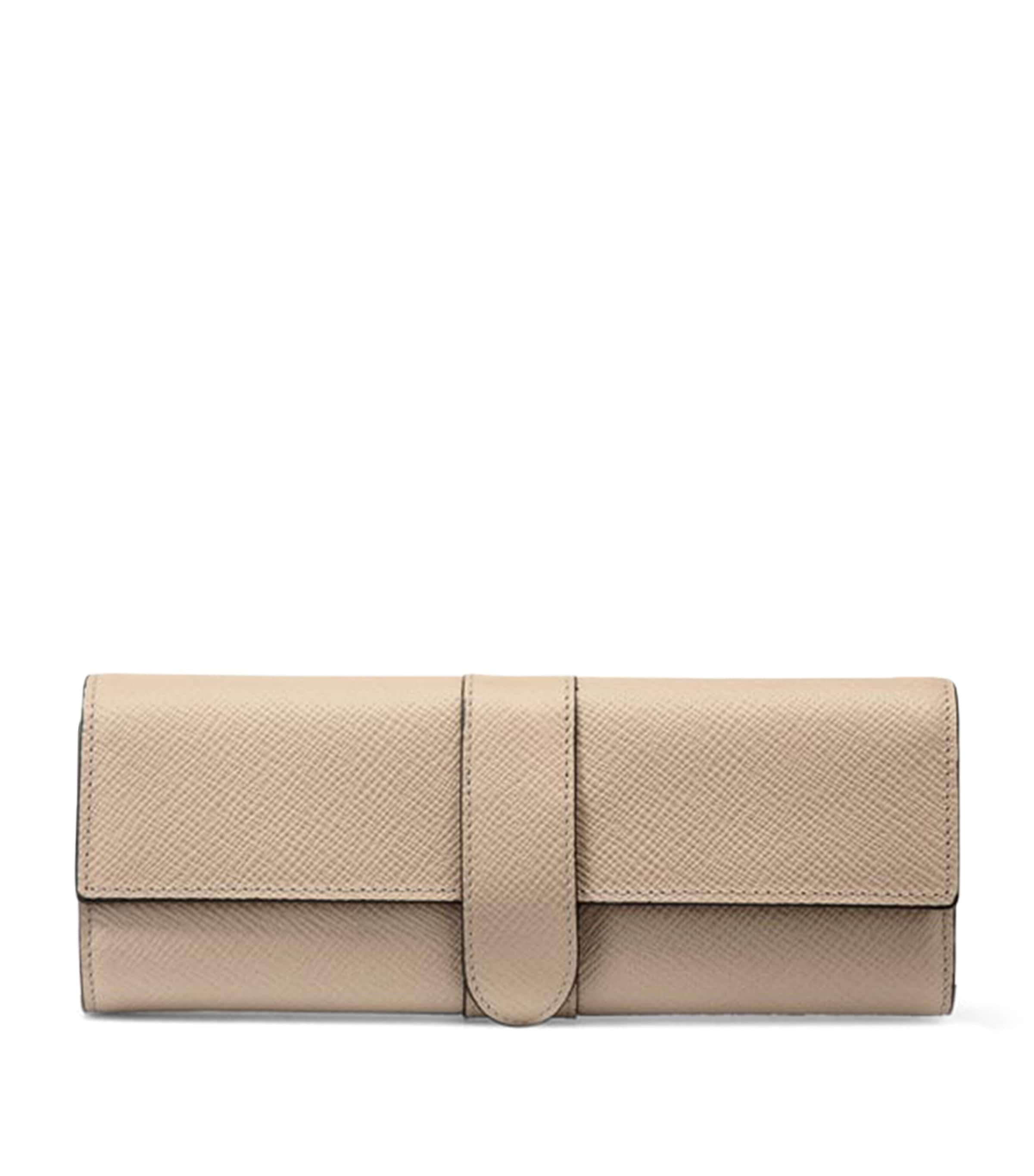 SMYTHSON SMALL PANAMA LEATHER JEWELLERY ROLL 