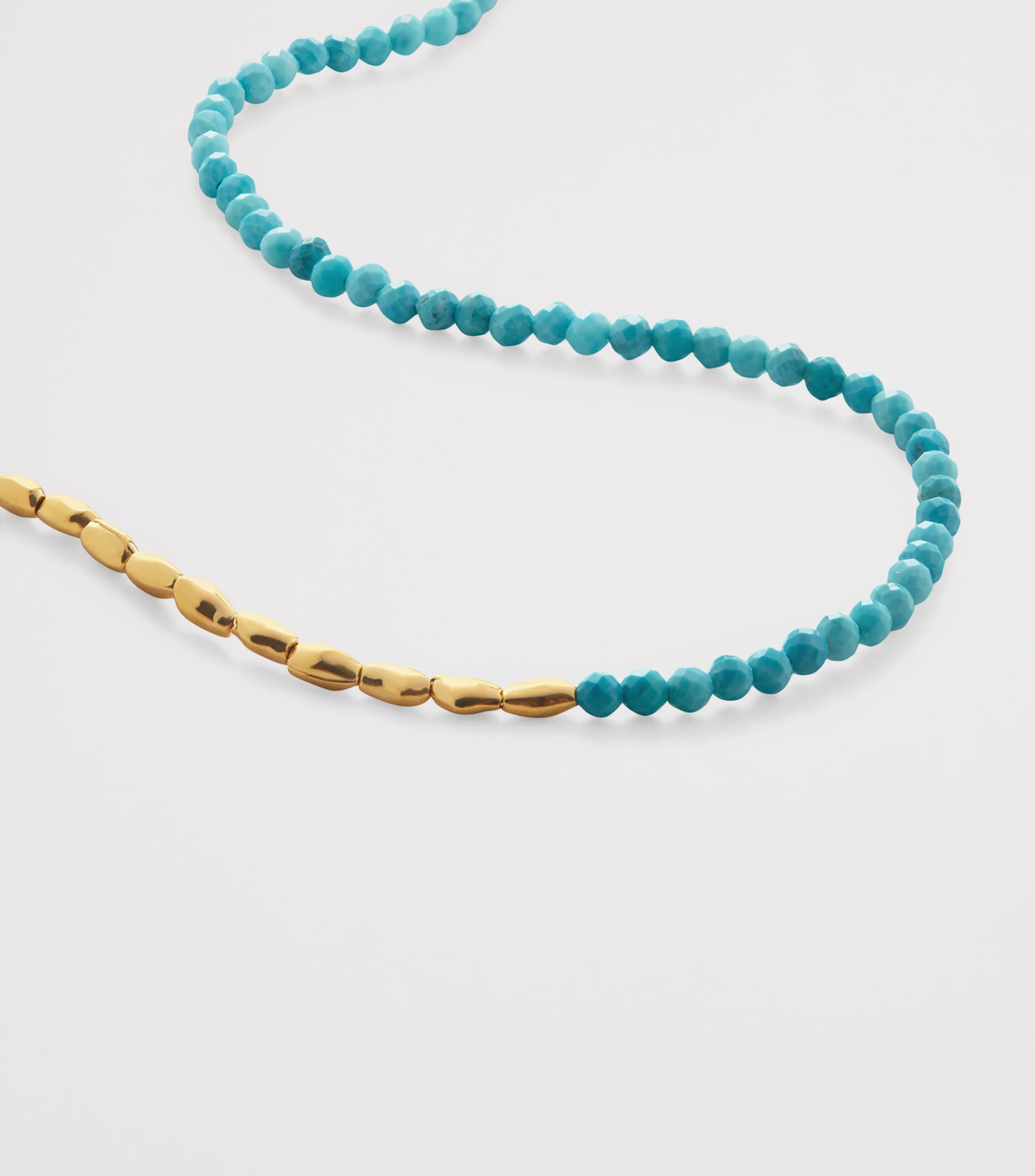Gold Vermeil and Turquoise Mini Nugget Gemstone Beaded Necklace 18K GOLD VERMEIL Image 2