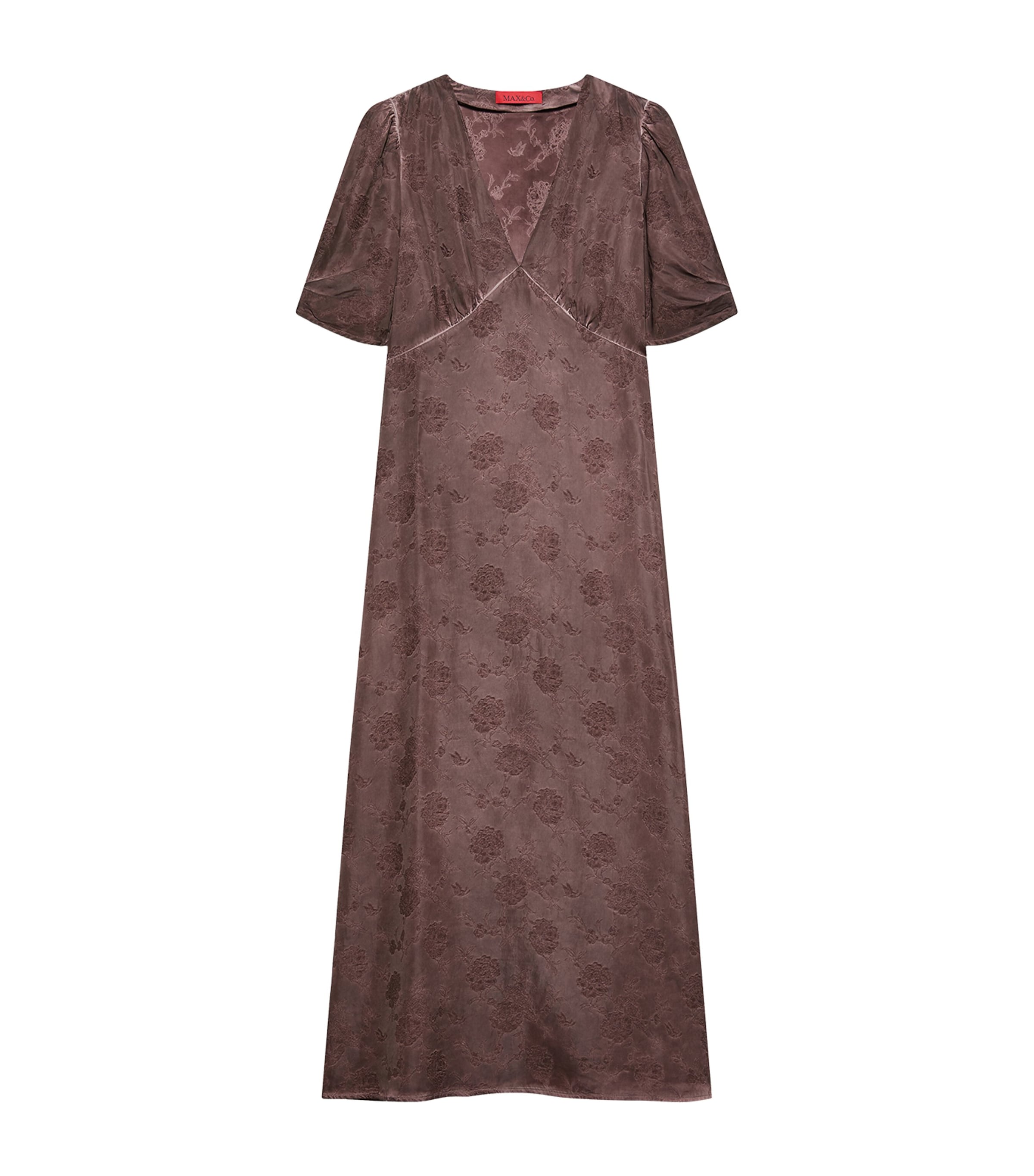 MAX&Co. Womens Floral Jacquard Midi Dress Chocolate Image 1