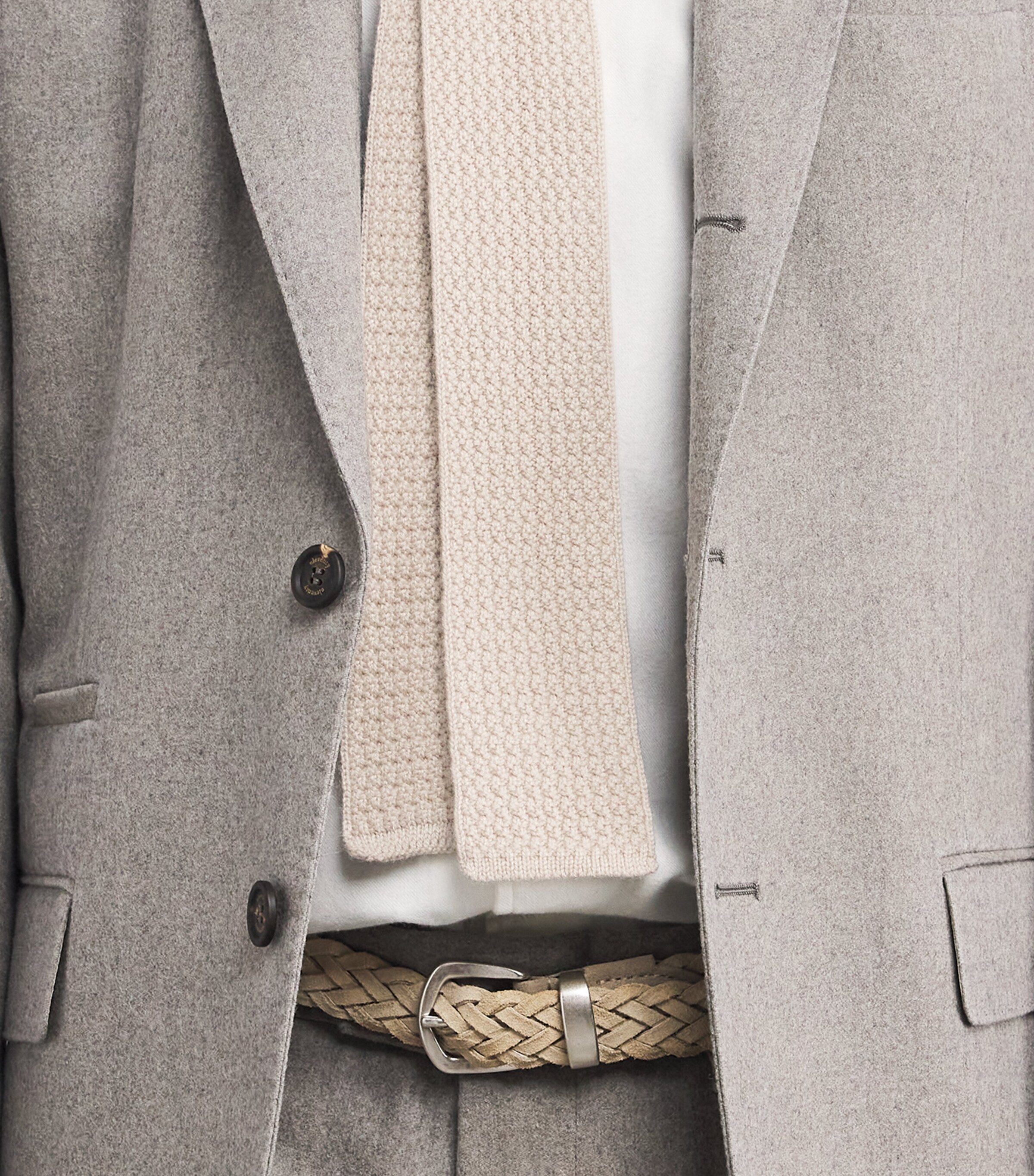 Eleventy Mens Cashmere Knitted Tie Sabbia Image 3