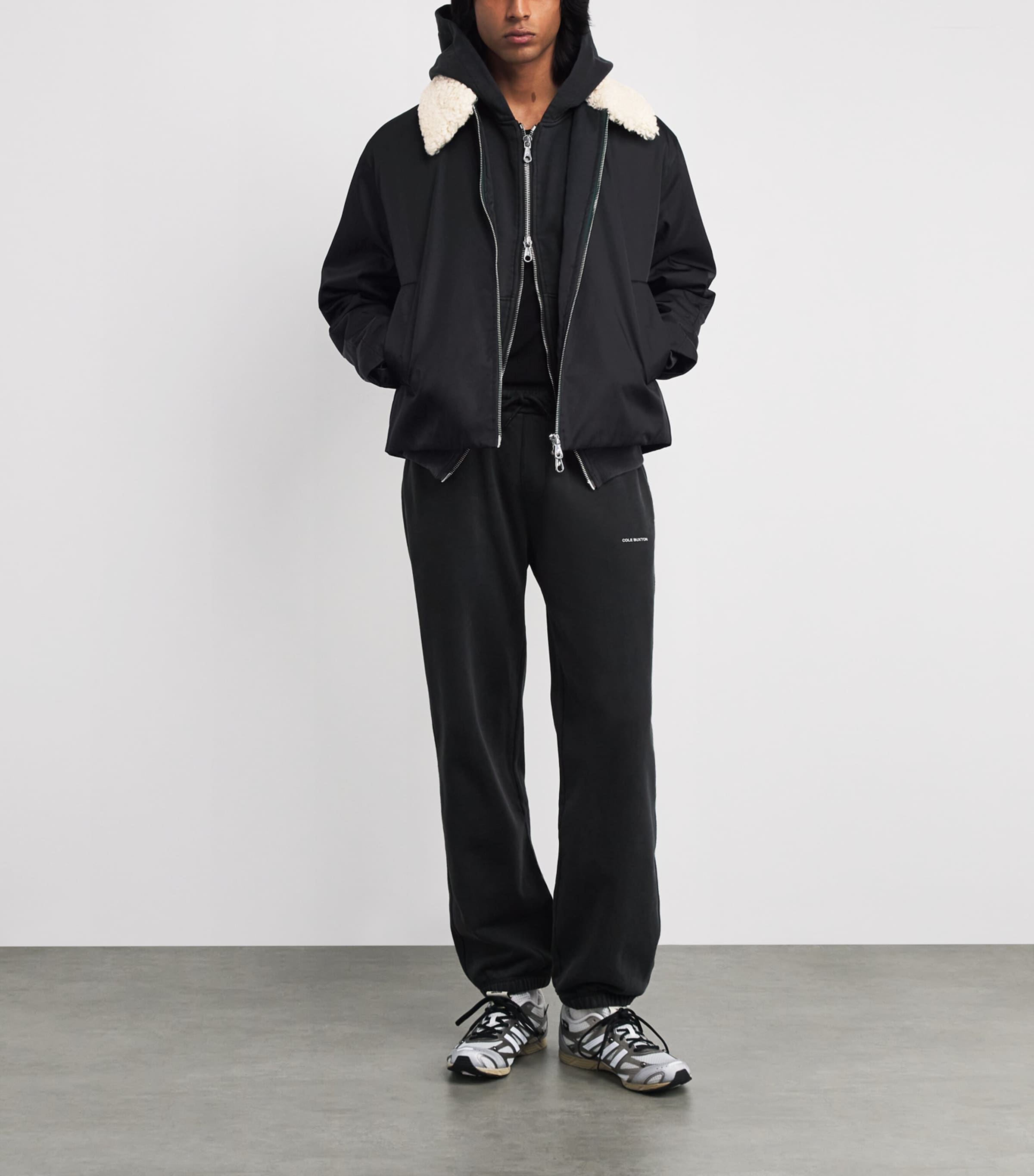 Faux Fur-Collar Bomber Jacket BLACK 000 Image 2