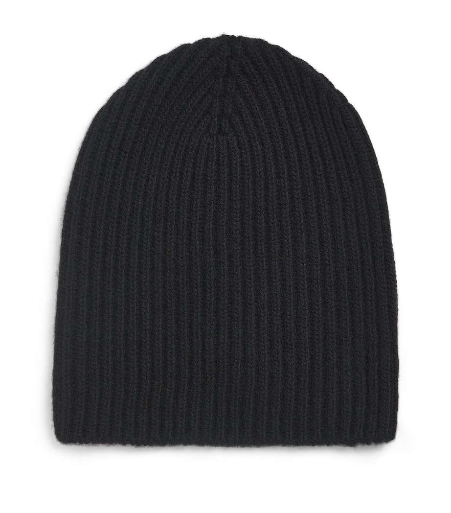 Johnstons Of Elgin Cashmere Ribbed Beanie Black Image 1