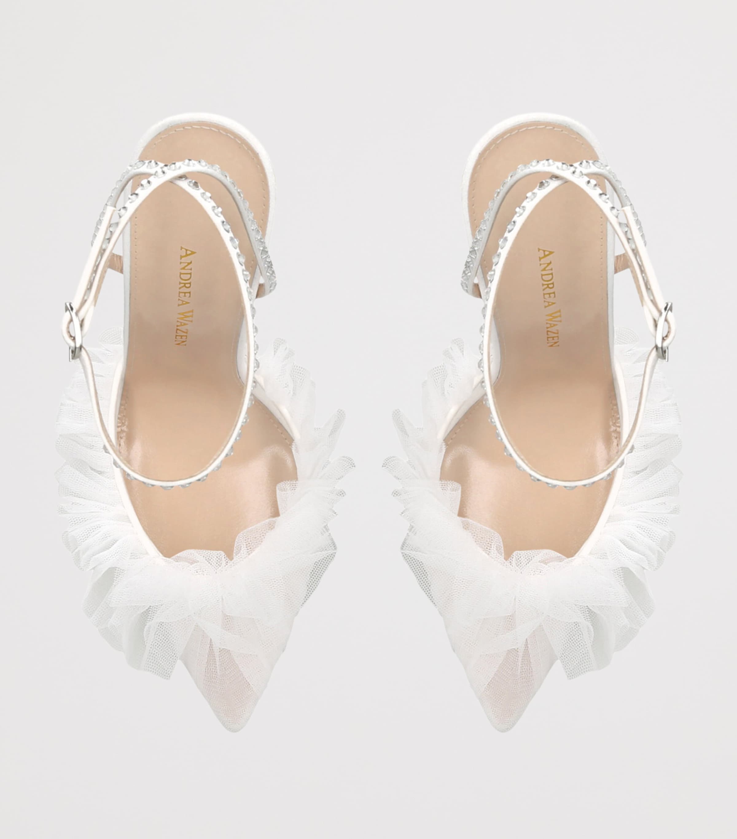Andrea Wazen Embellished Franca Glitz Pumps 105 White Image 2