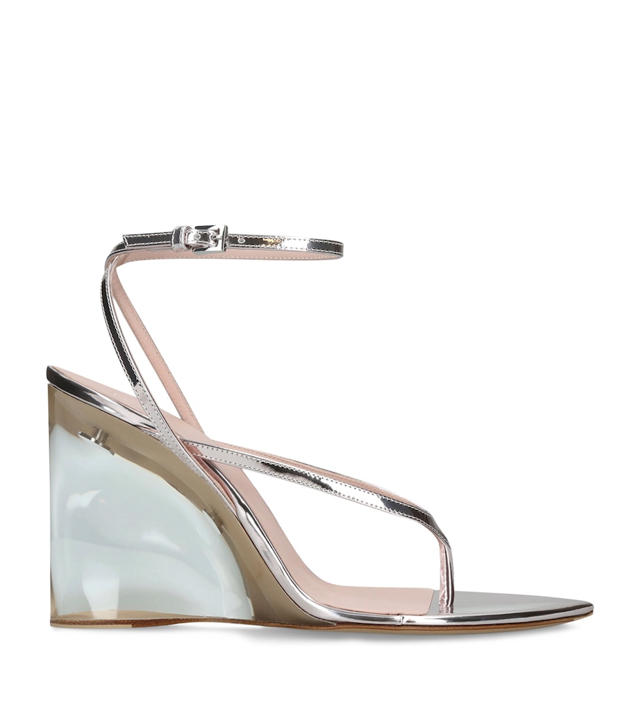 Alaïa Metallic Leather Wedge Sandals 90 Blush Image 1