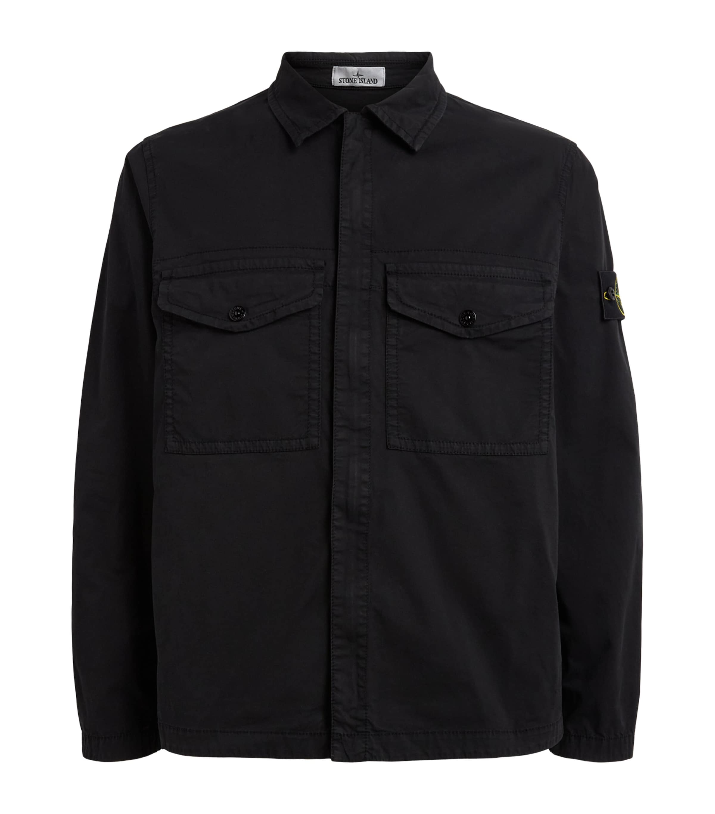 Stone Island Mens Stretch-Cotton Compass Overshirt Image 1