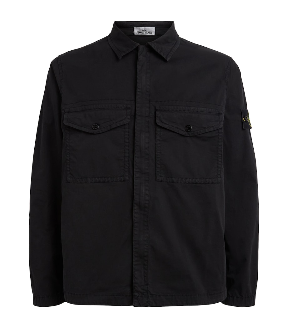 Stone Island Mens Stretch-Cotton Compass Overshirt Image 1