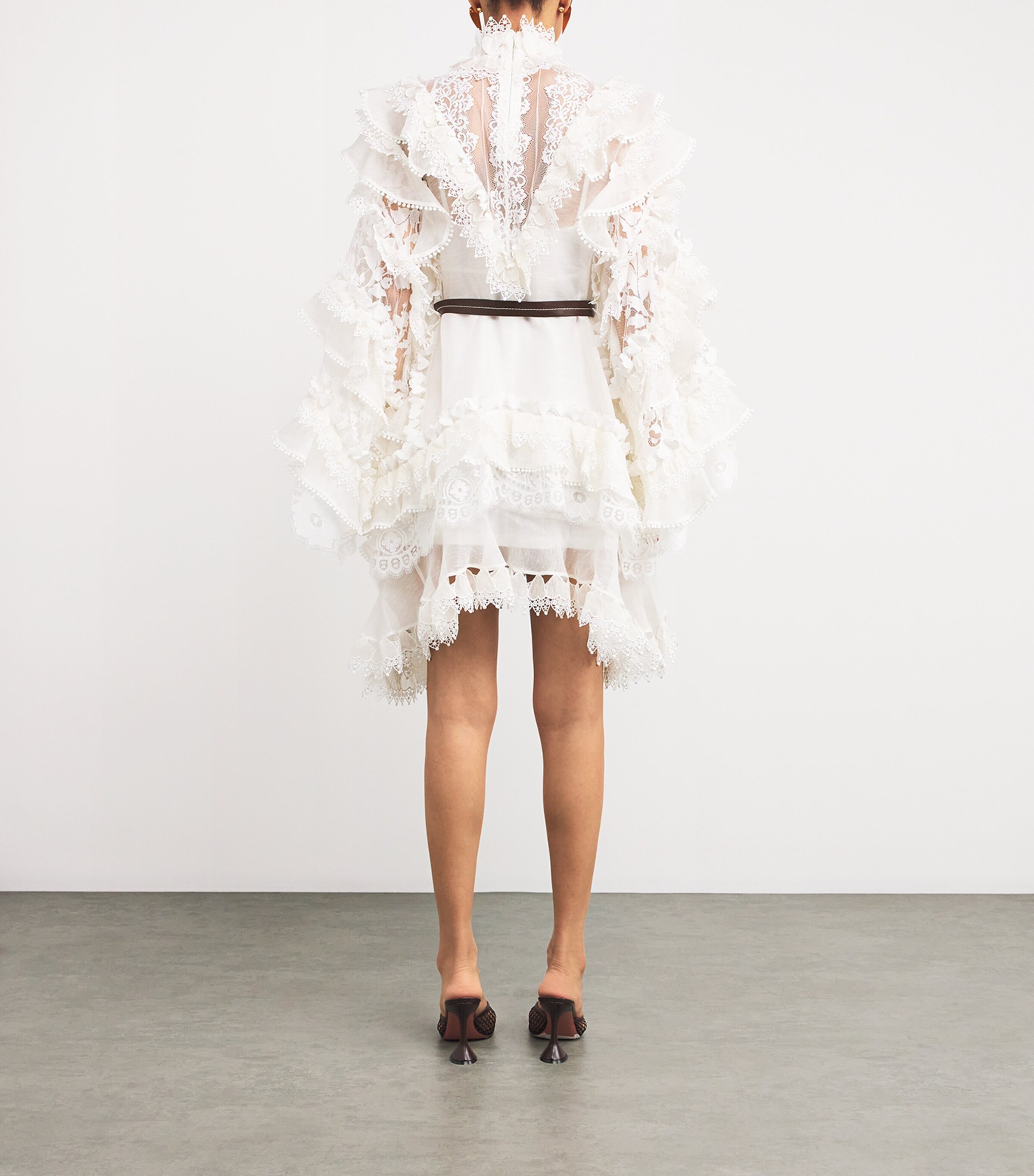 Zimmermann Womens Linen-Silk Organza Crush Mini Dress Ivo Ivory Image 3