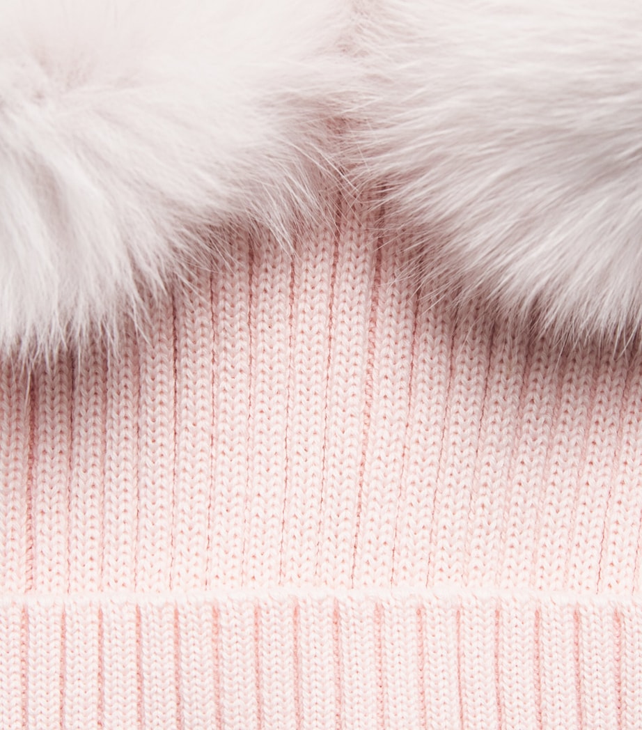 Bimbalo Wool-Blend Fur-Trim Beanie (1-24 Months) Pink Image 3