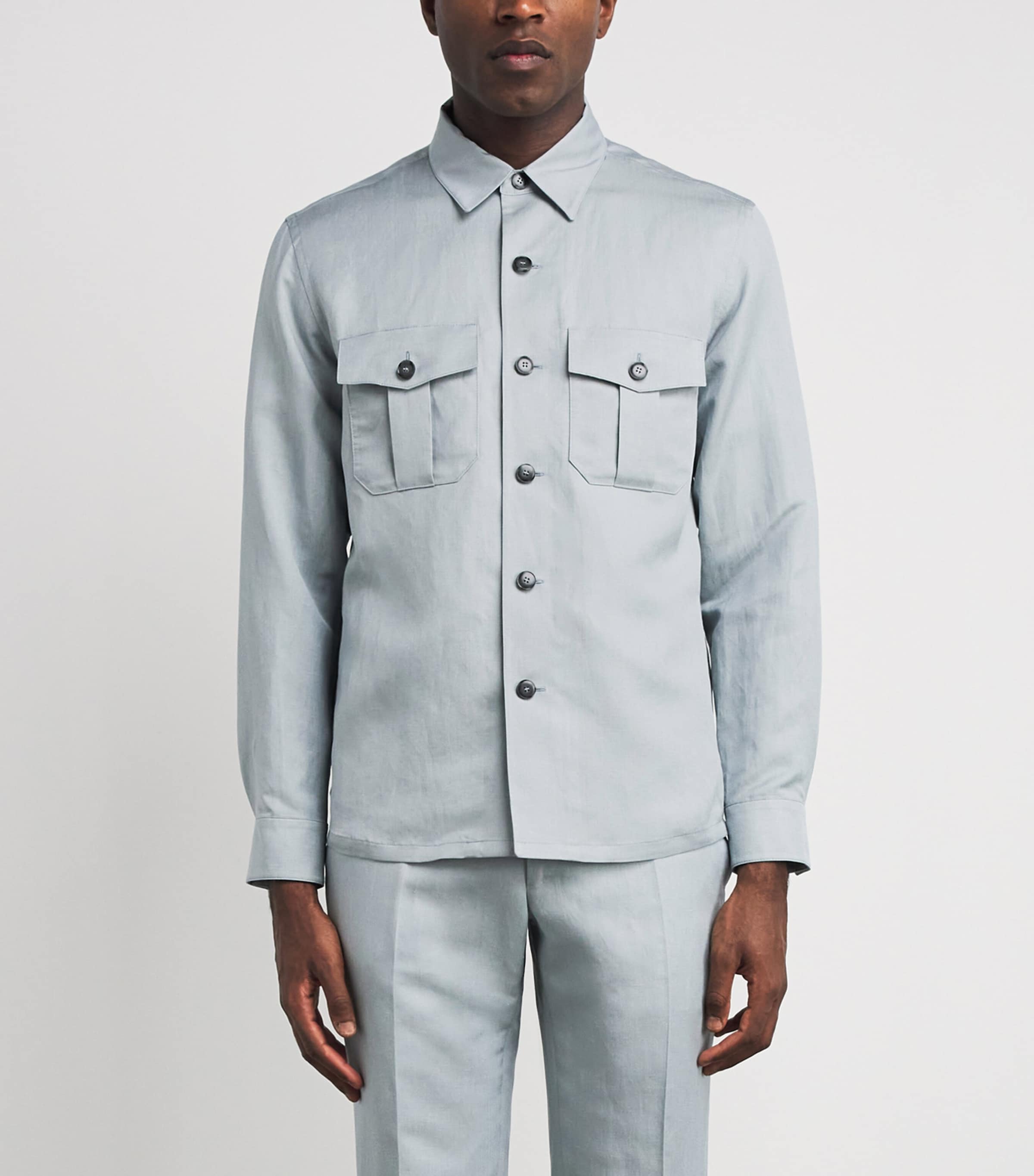 Canali Mens Linen-Silk Overshirt Image 4