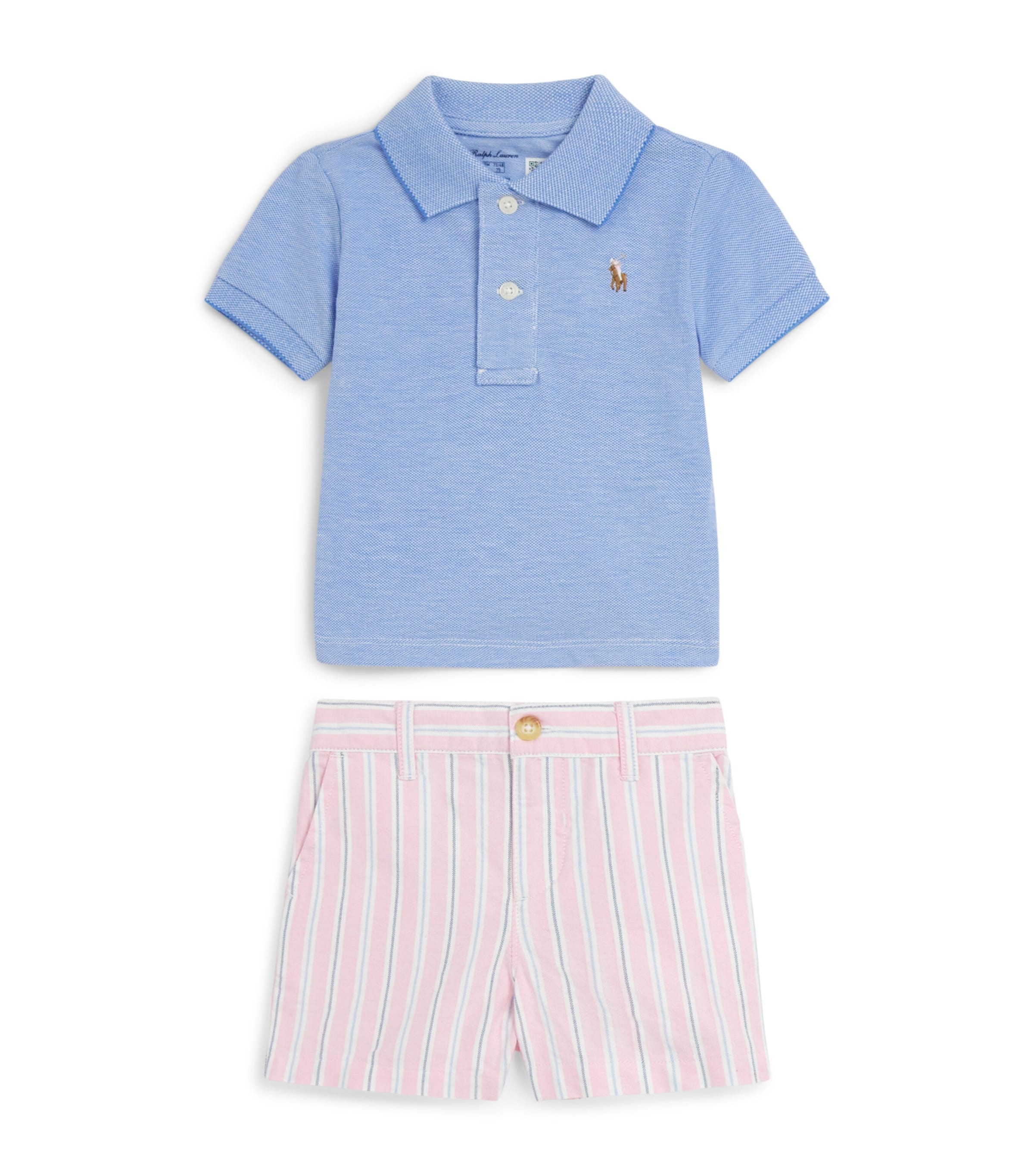 Ralph Lauren Kids Cotton Polo Shirt and Shorts Set (3-24 Months) Hrb Is Blu Image 1