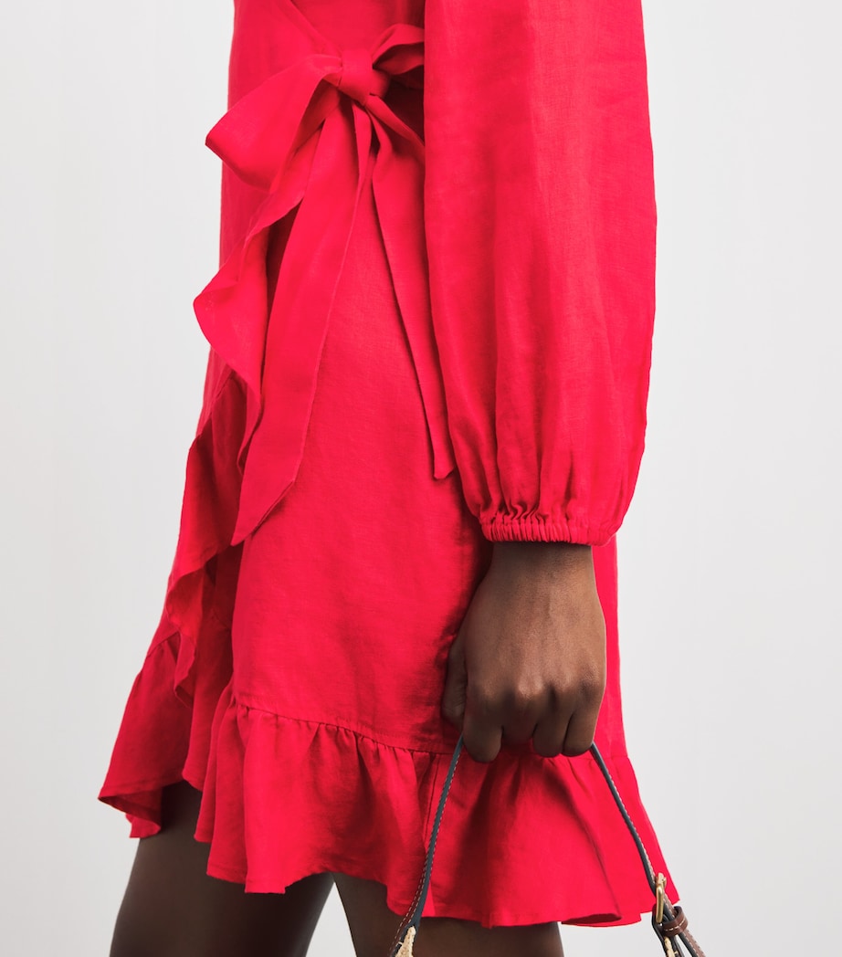 Heidi Klein Womens Linen Ruffle Amalfi Mini Dress Red Red Image 3