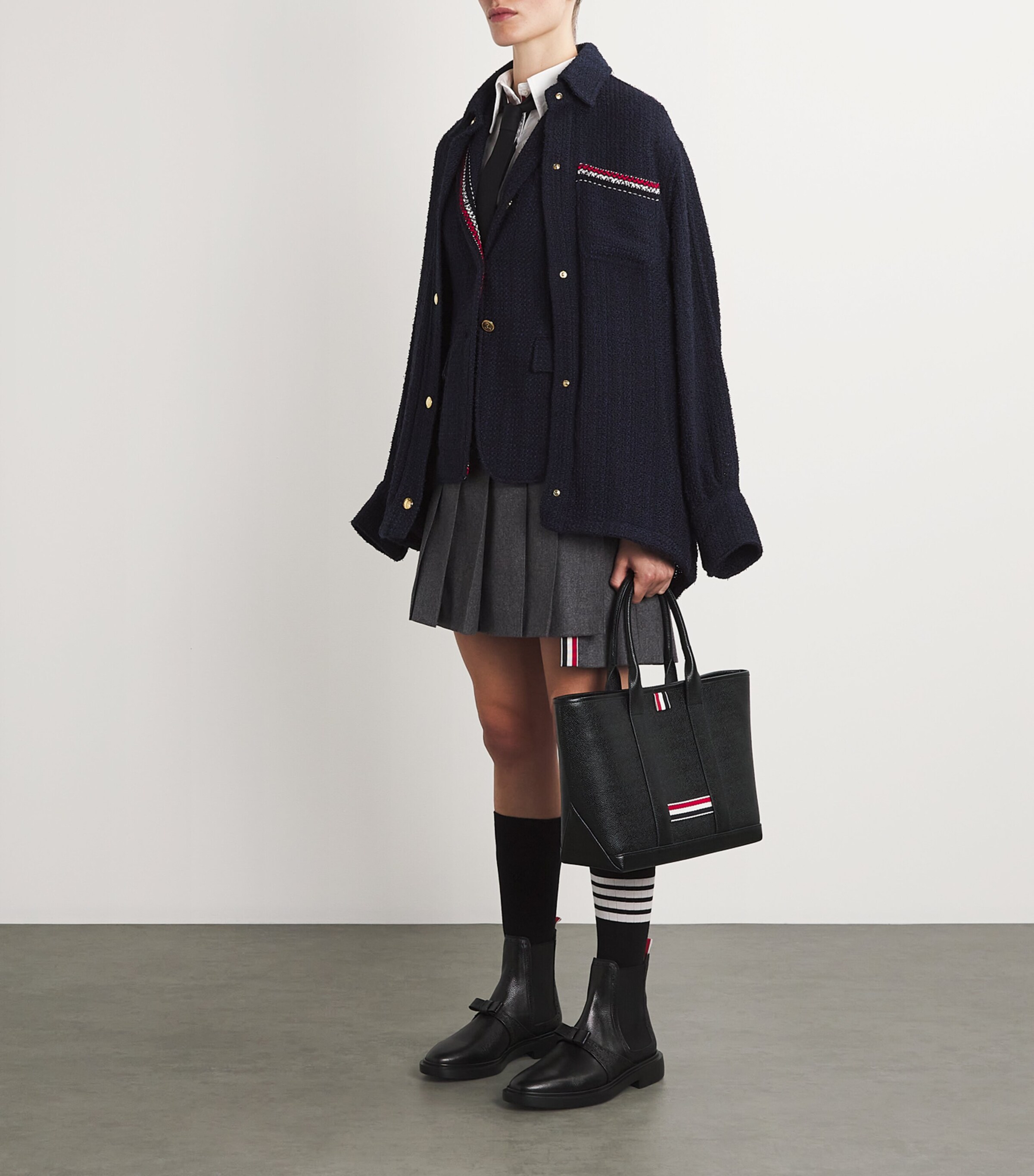 Thom Browne Small Leather Tool Tote Bag | Harrods US