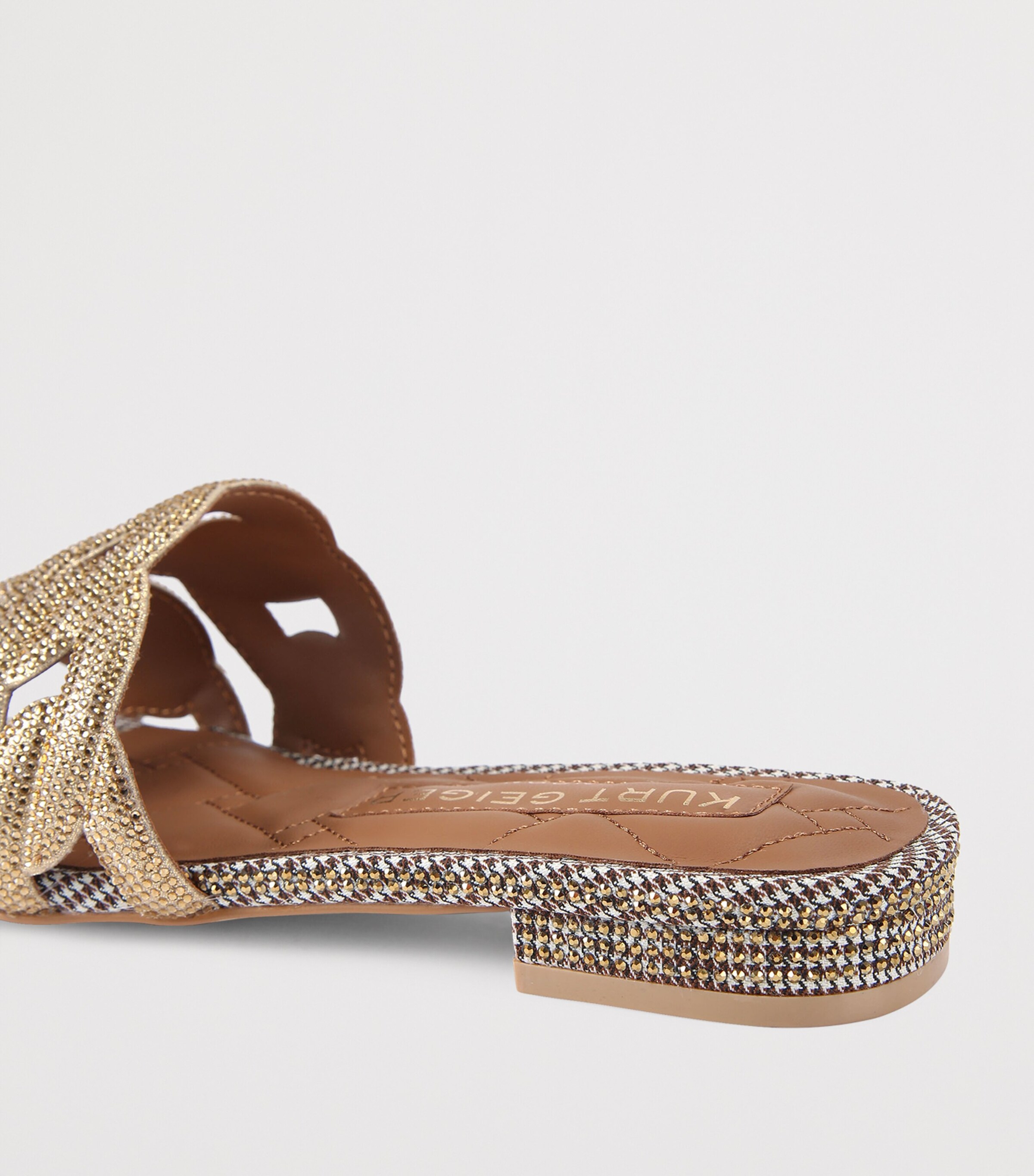 Kurt Geiger London Leather Embellished Chain Sandals Gold Comb Image 2