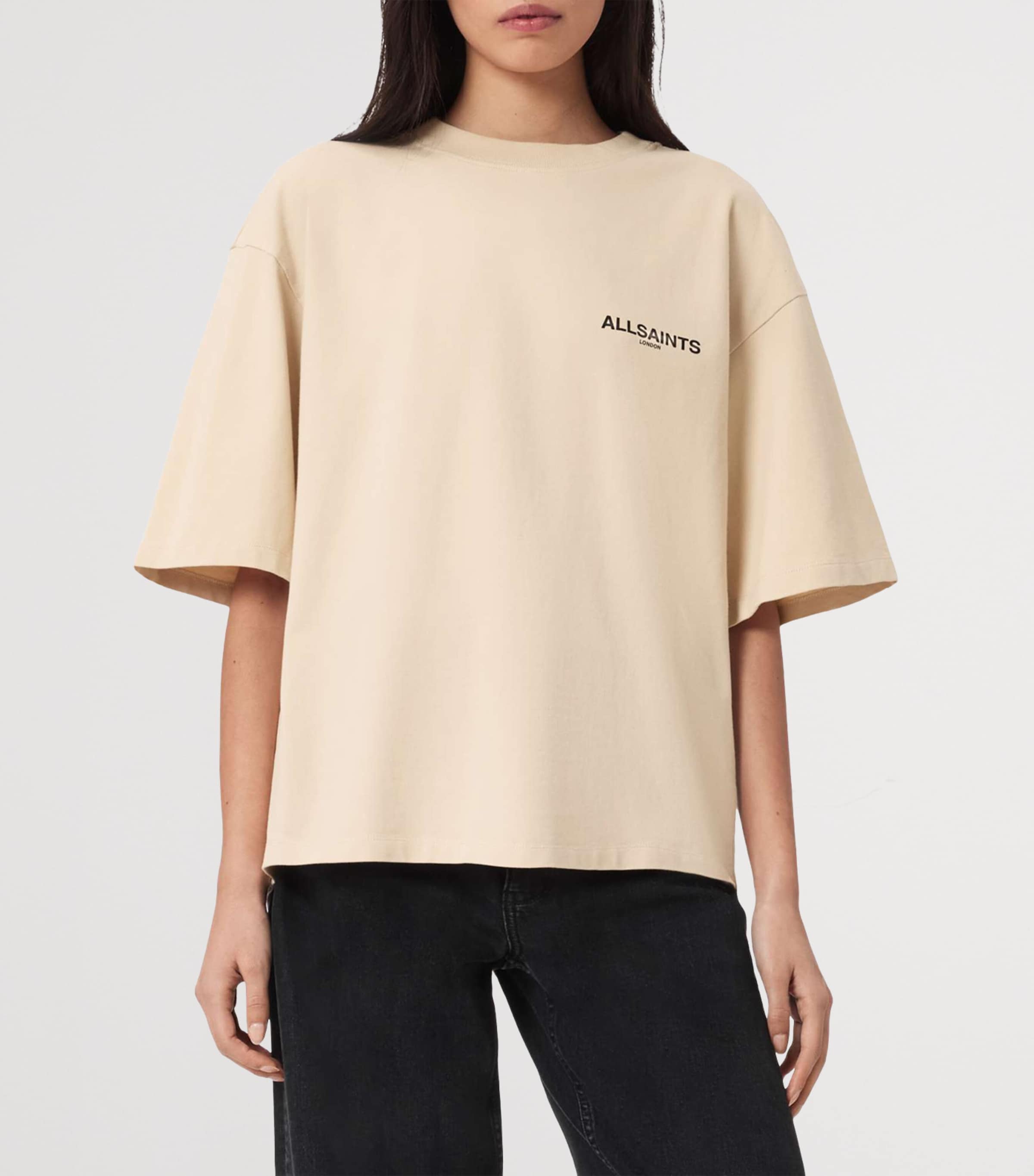 AllSaints Womens Organic Cotton Halis Amelie T-Shirt Sandy White Image 3