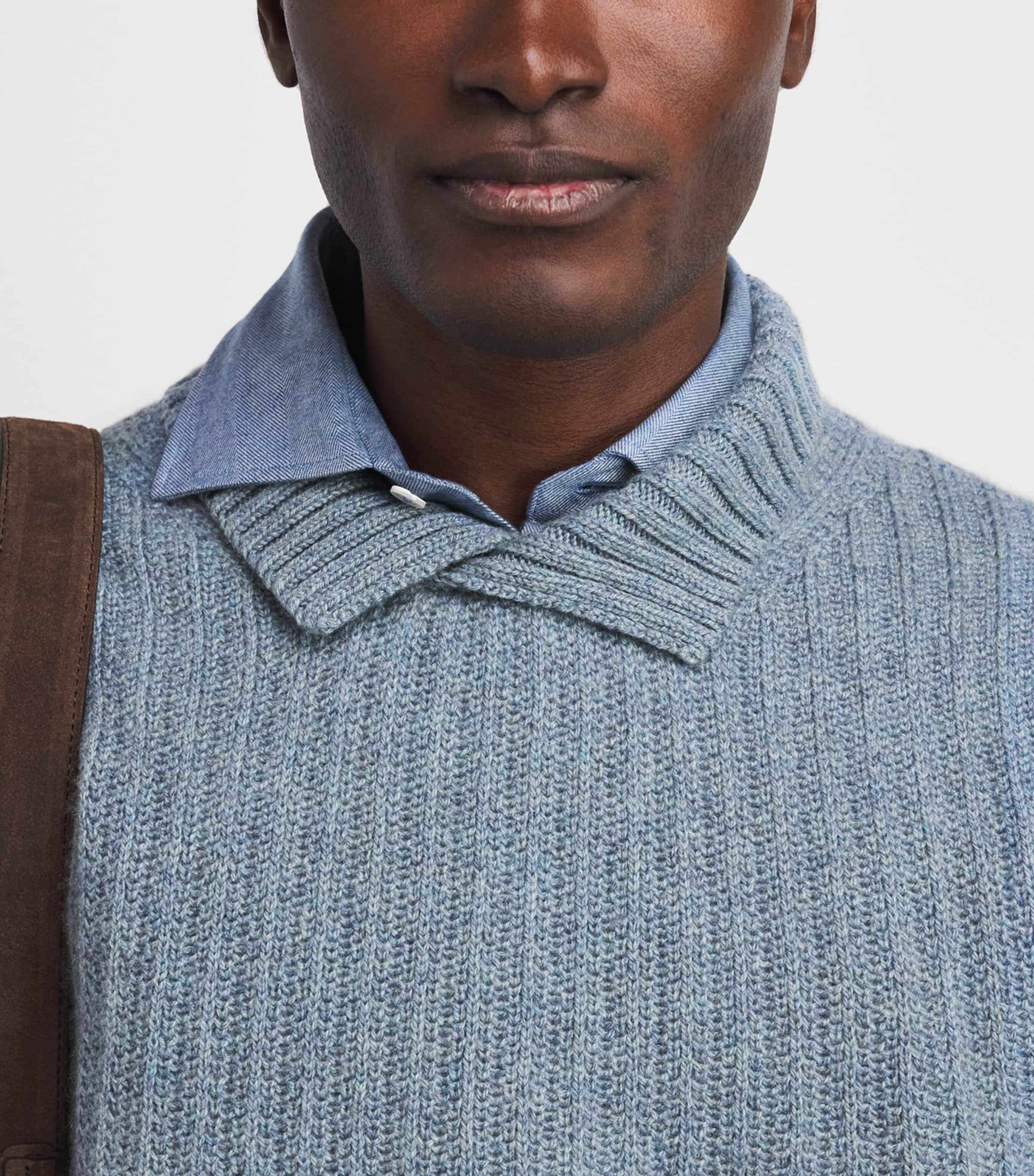 Maurizio Baldassari Mens Cashmere High-Neck Sweater Light Blue Image 3