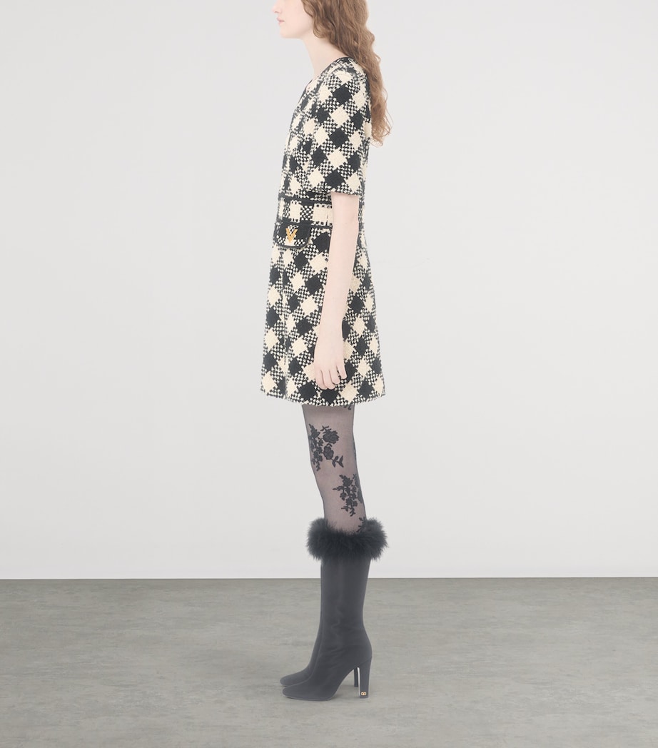 Valentino Womens Tweed V-Neck Mini Dress Image 3