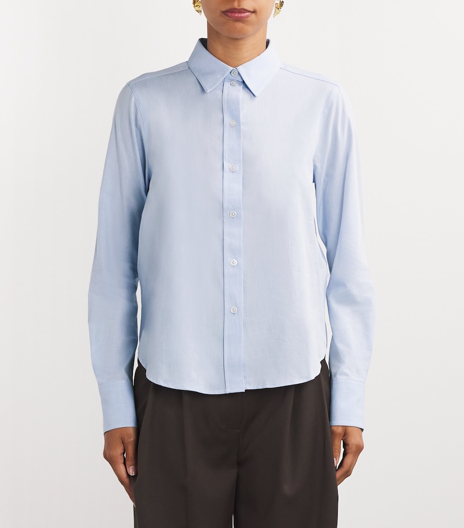 ME+EM Womens Cotton Travel Layering Shirt Chambray Image 3