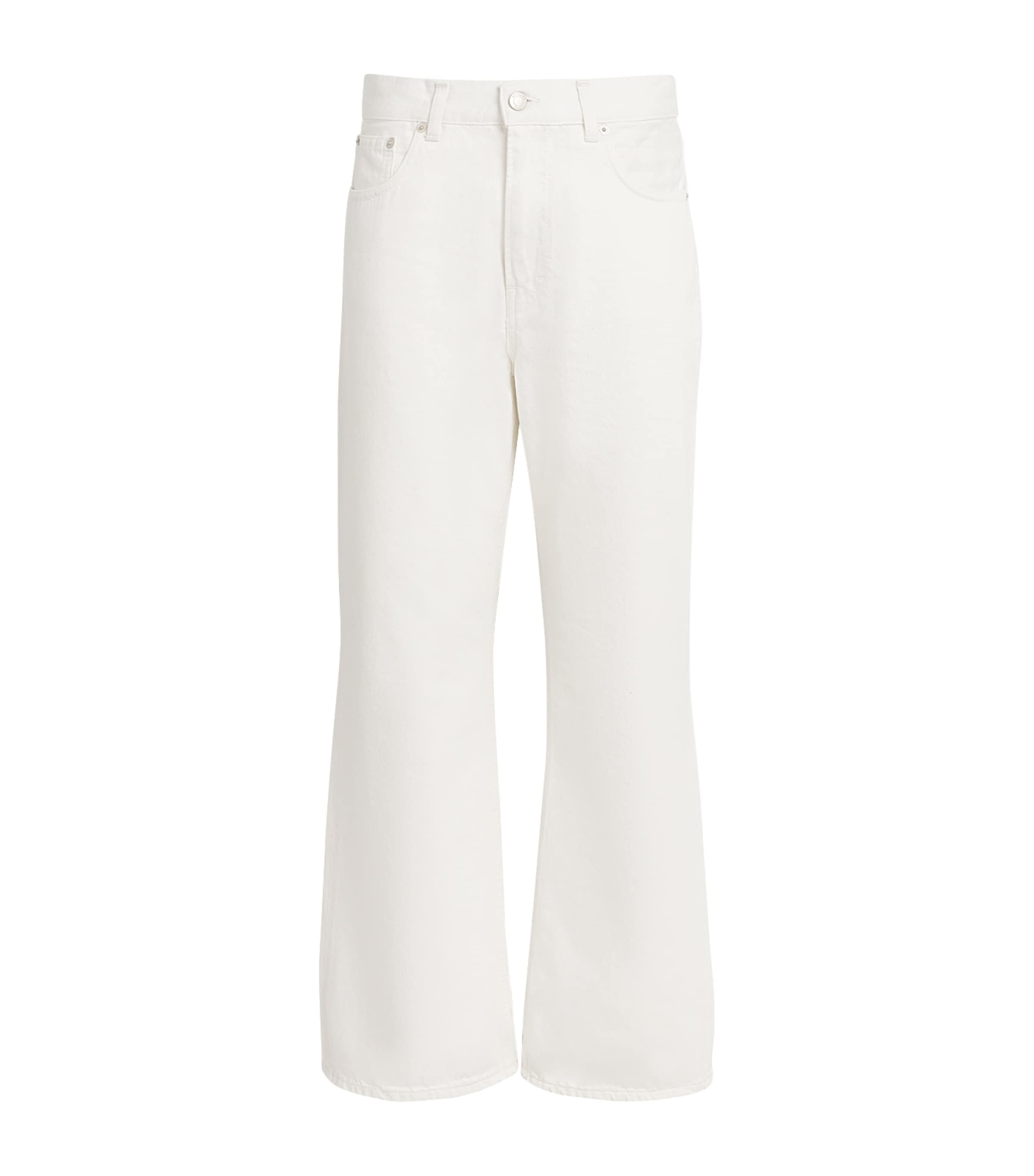 Shop Haikure Cotton Korea Flared Jeans In White