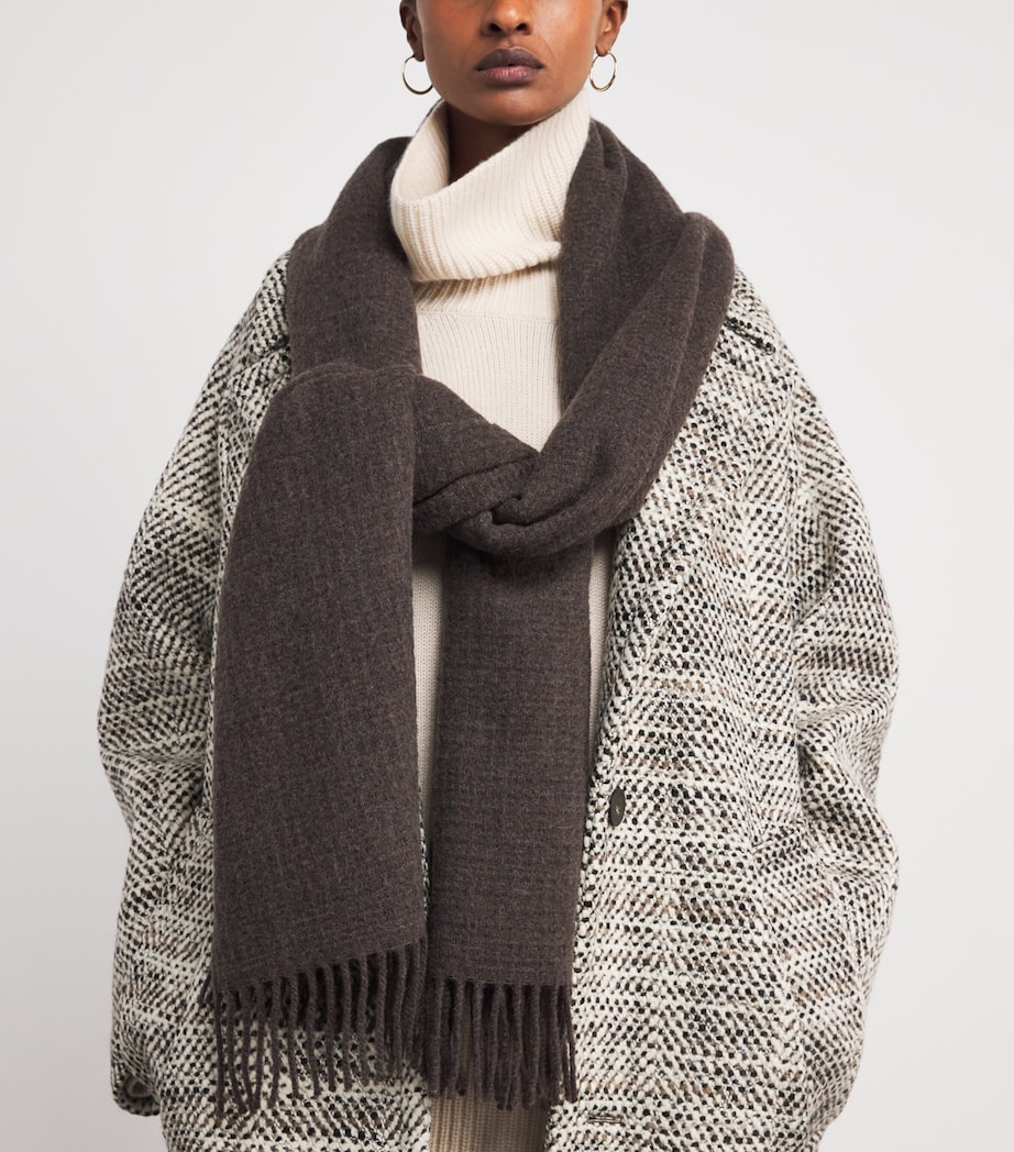 Wool Flora Waffle Scarf COCOA Image 2